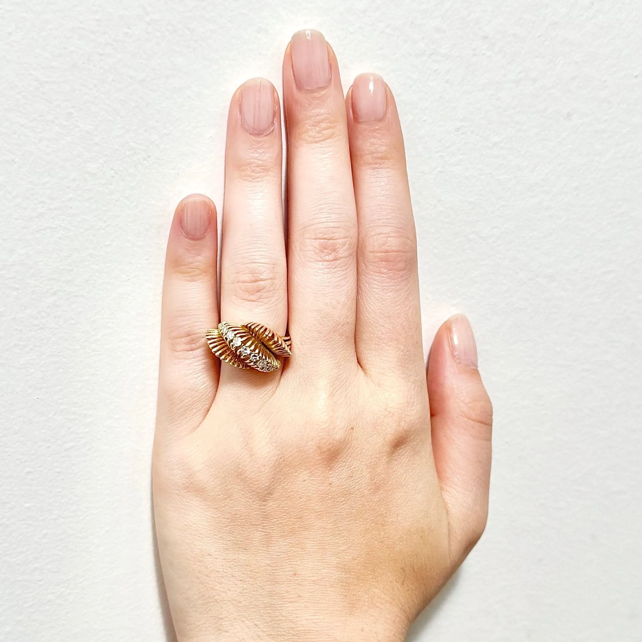 Fine Vintage 1960’s 14 Karat Yellow Gold Diamond Cocktail Ring