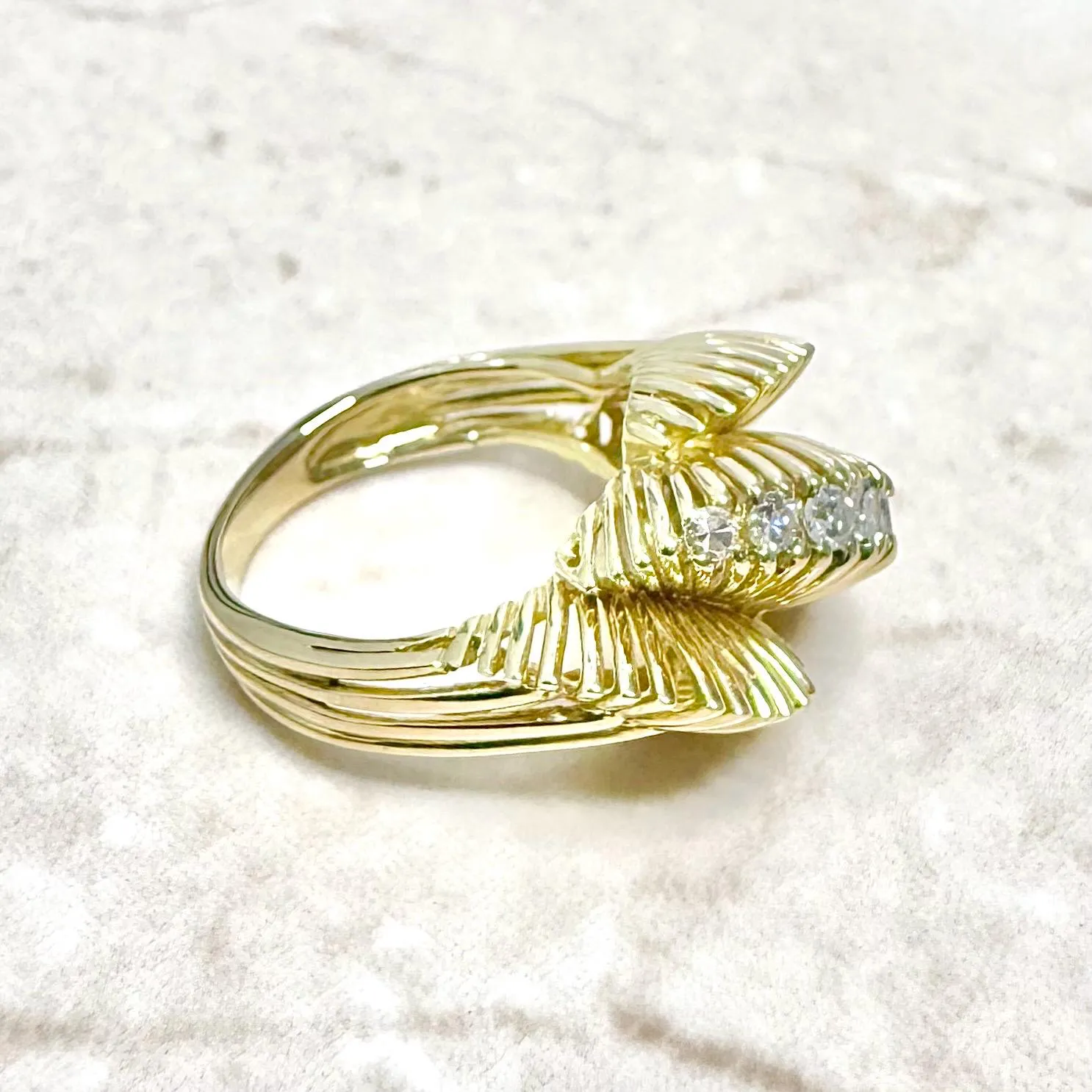 Fine Vintage 1960’s 14 Karat Yellow Gold Diamond Cocktail Ring