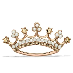 Flash Rose Gold White Metal Crown Style Brooch with Pearl Stone - Fashion Trend