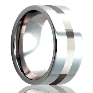 Flat Tungsten 2mm Platinum Inlay Ring
