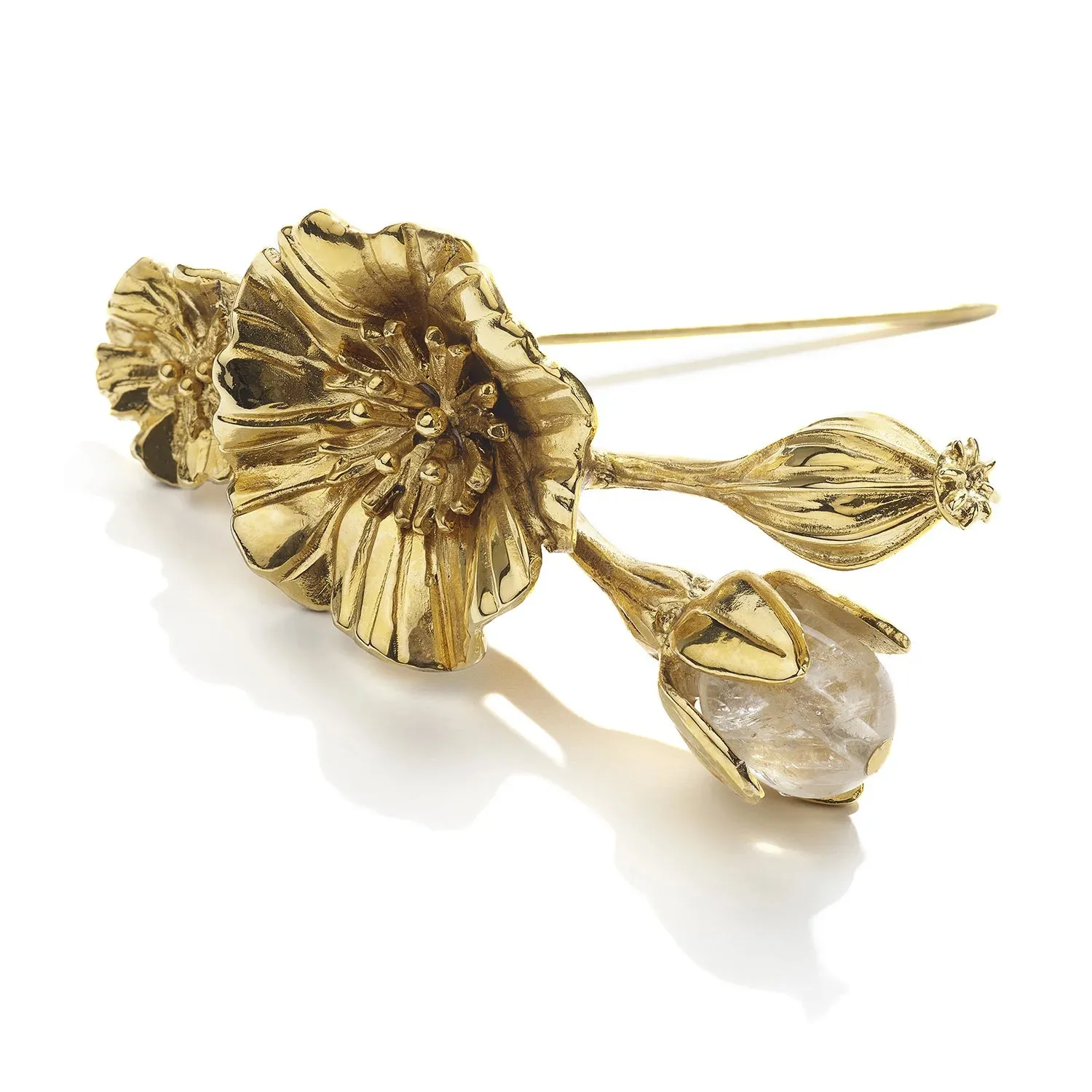 Fleur de Pavot Poppy Flower Bouquet Brooch