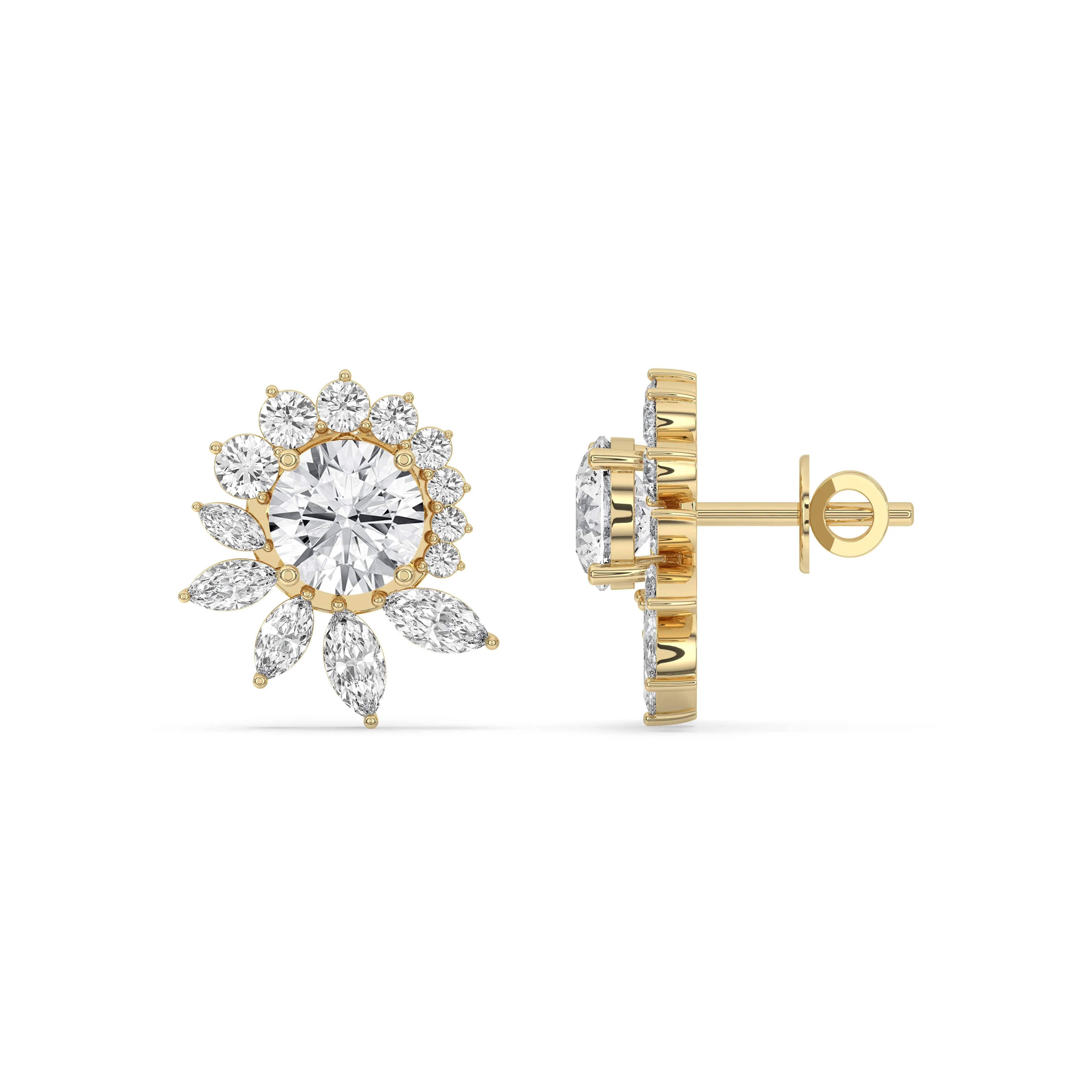 Floral Cluster Stud Earrings