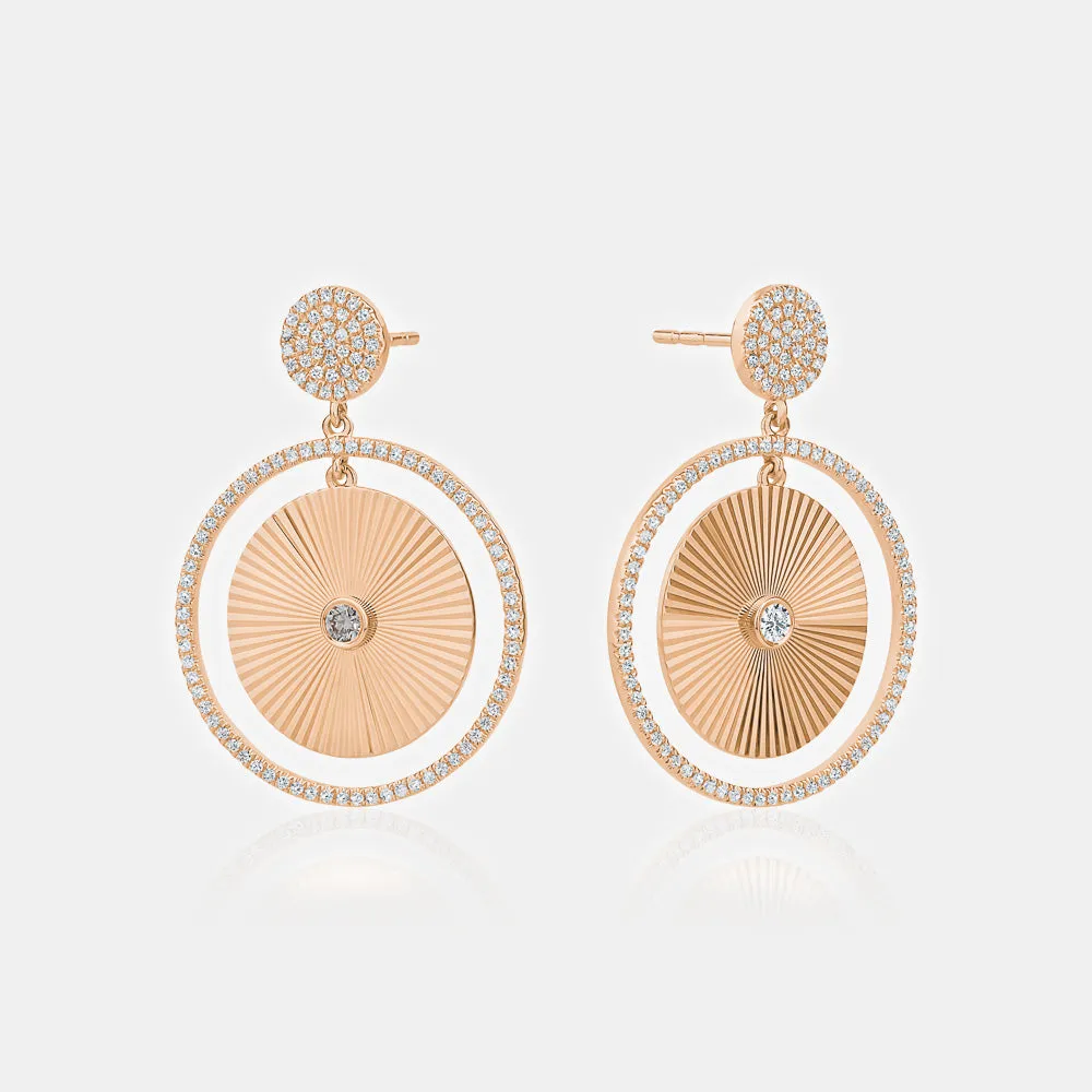 Fluted Diamond Disc Earrings