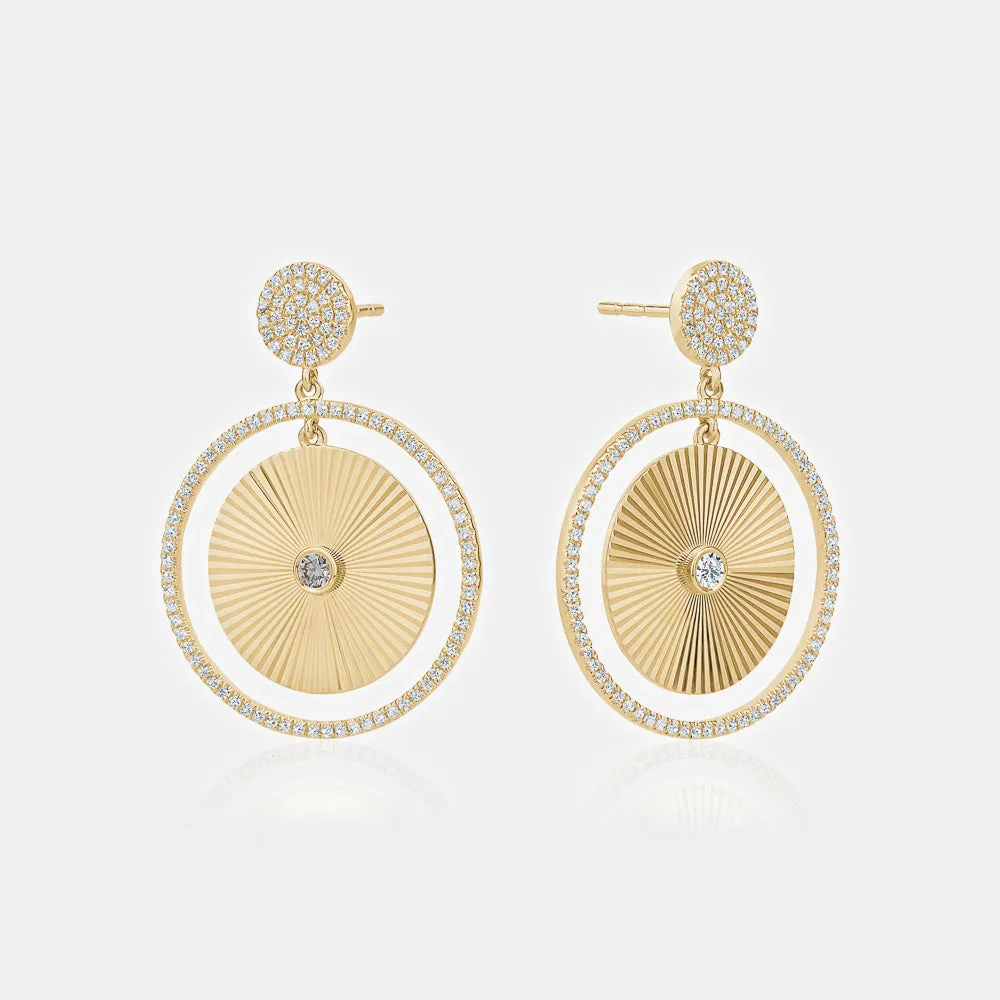 Fluted Diamond Disc Earrings