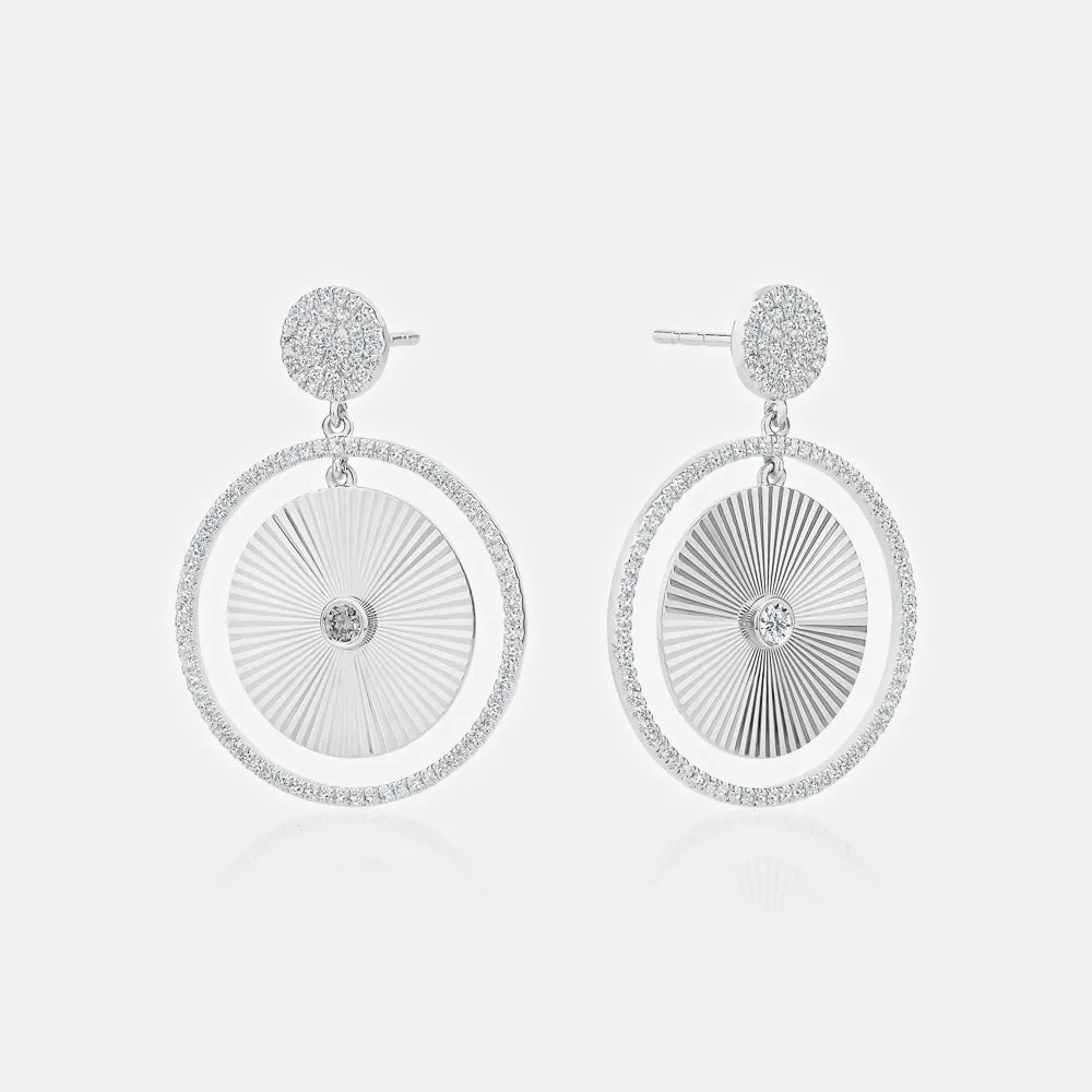 Fluted Diamond Disc Earrings