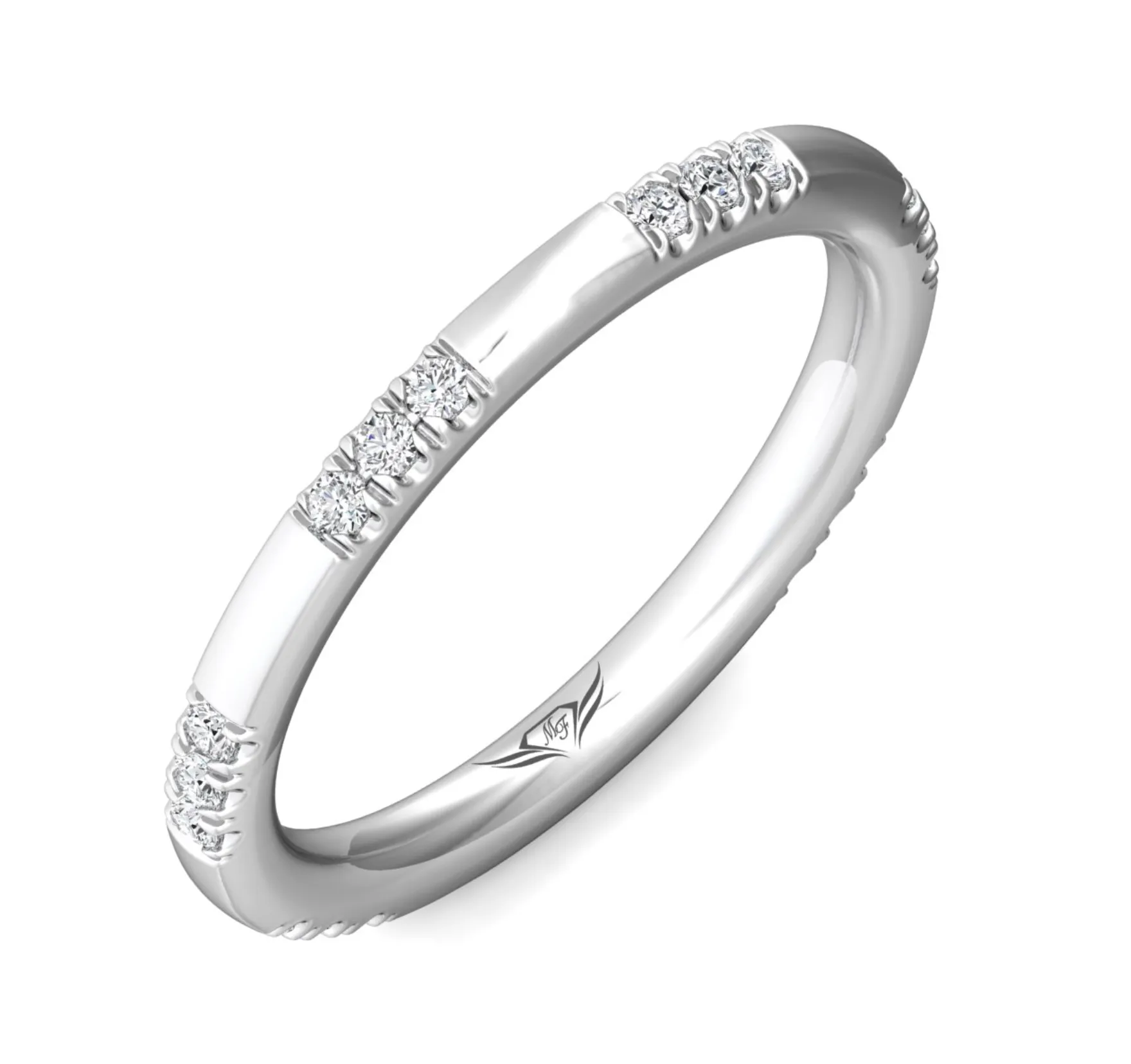 FlyerFit Round Cut Diamond Wedding Band