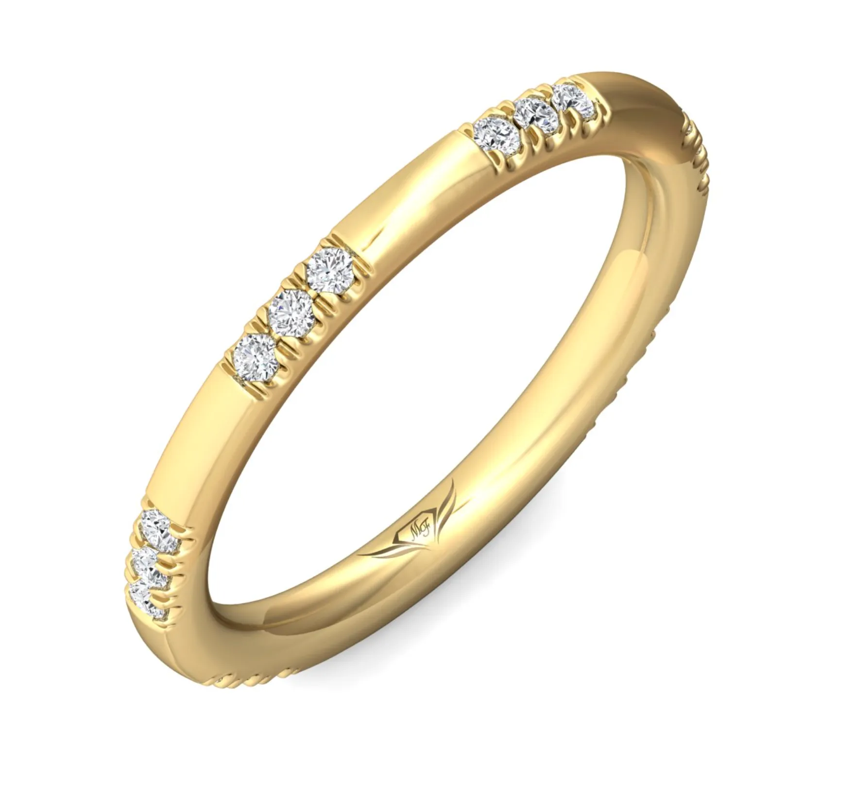FlyerFit Round Cut Diamond Wedding Band