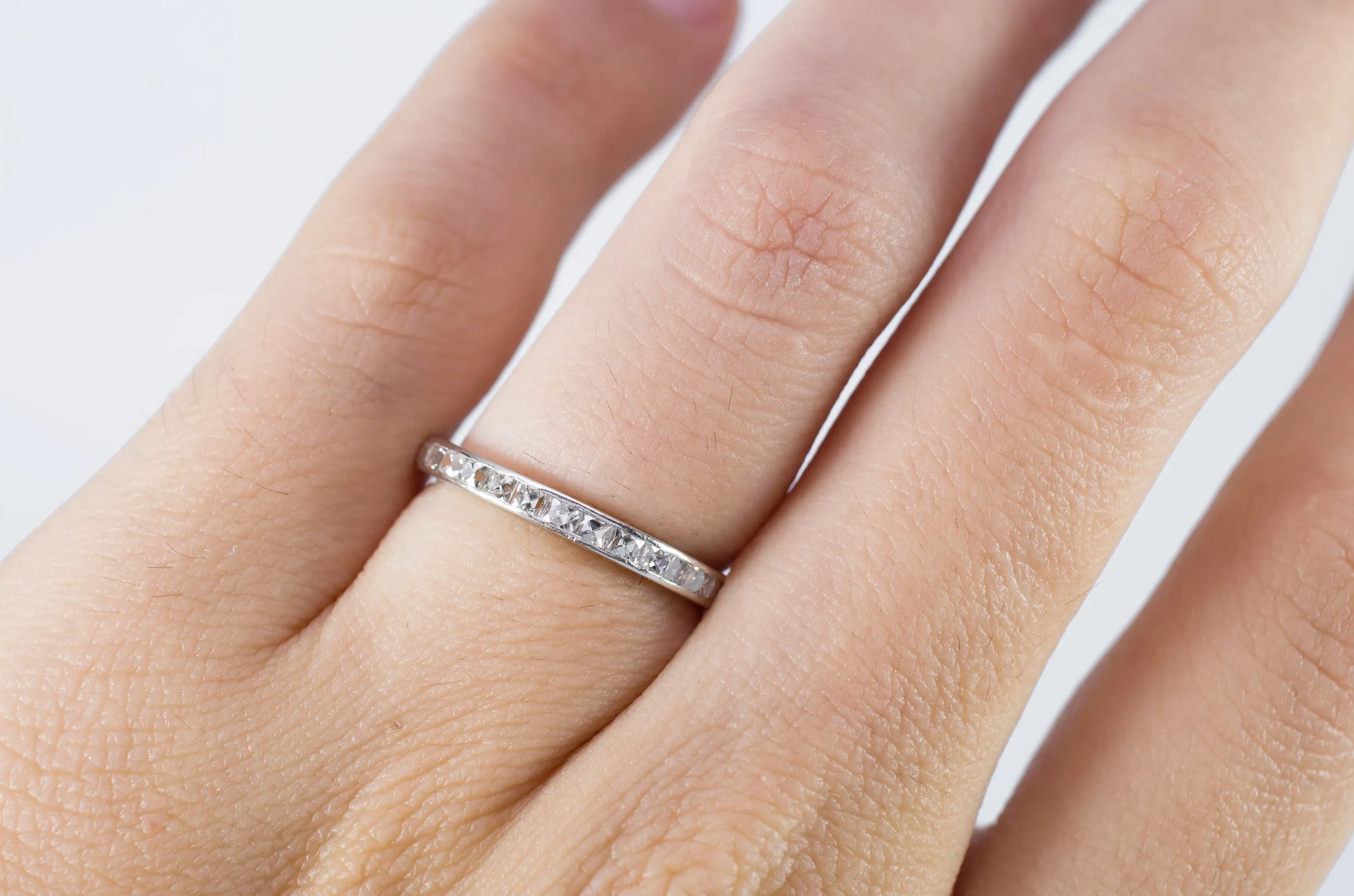 FRENCH CUT ETERNITY PLATINUM BAND