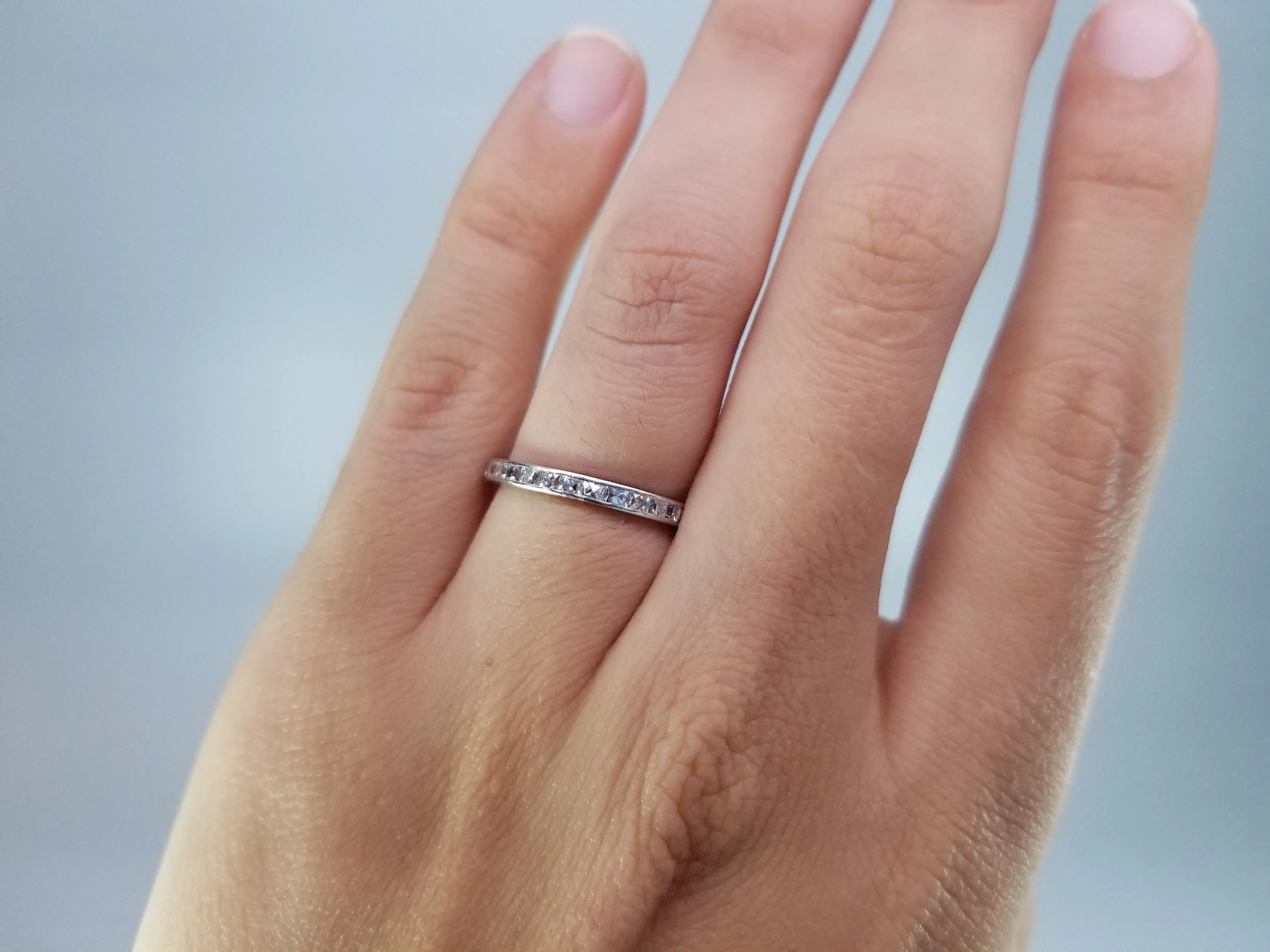 FRENCH CUT ETERNITY PLATINUM BAND