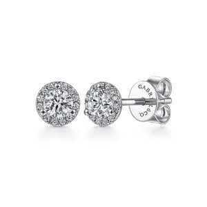 Gabriel & Co | 14K White Gold Diamond and White Sapphire Stud Earrings