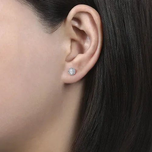 Gabriel & Co | 14K White Gold Diamond and White Sapphire Stud Earrings