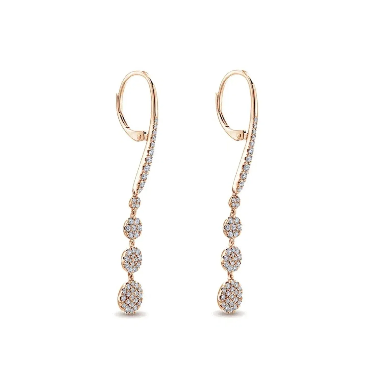 Gabriel & Co. Graduating Circle Pave Diamond Drop Earrings