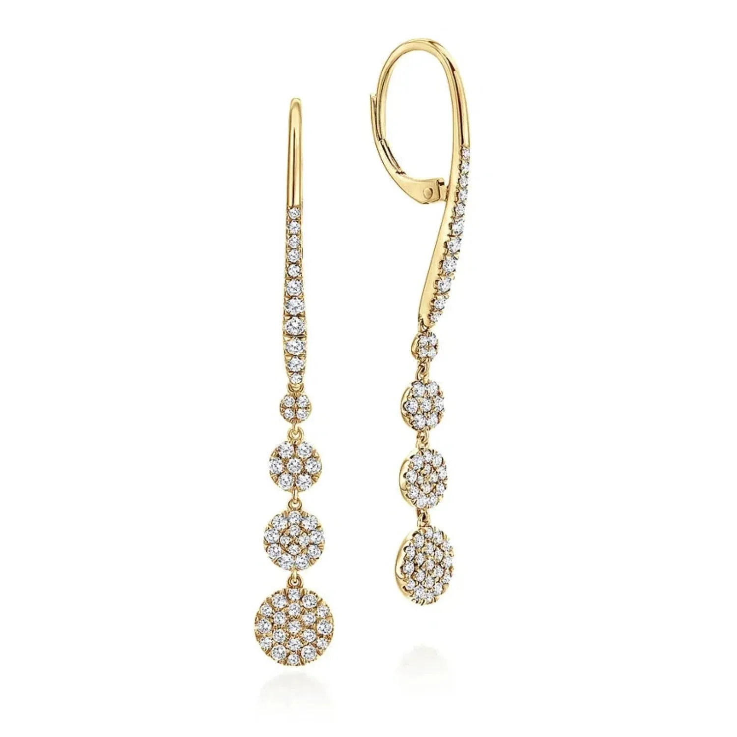 Gabriel & Co. Graduating Circle Pave Diamond Drop Earrings