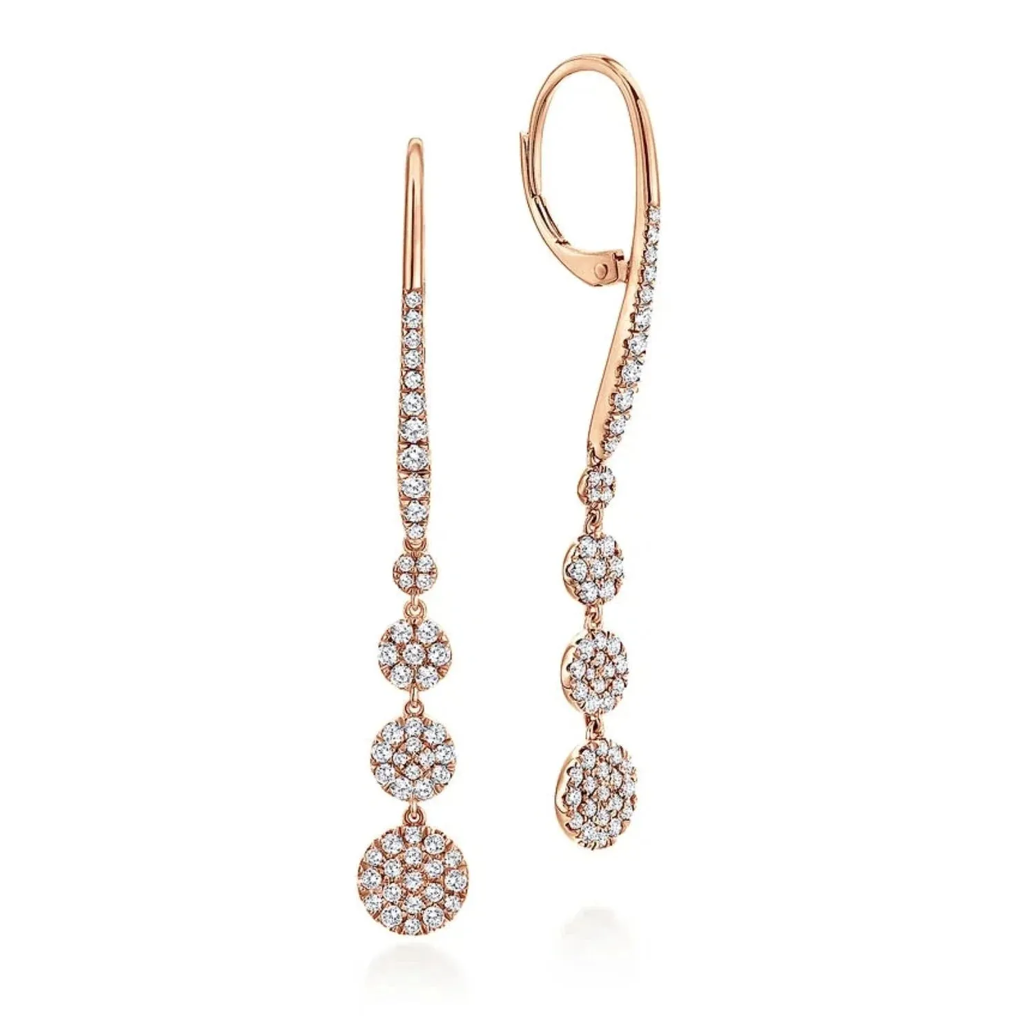Gabriel & Co. Graduating Circle Pave Diamond Drop Earrings