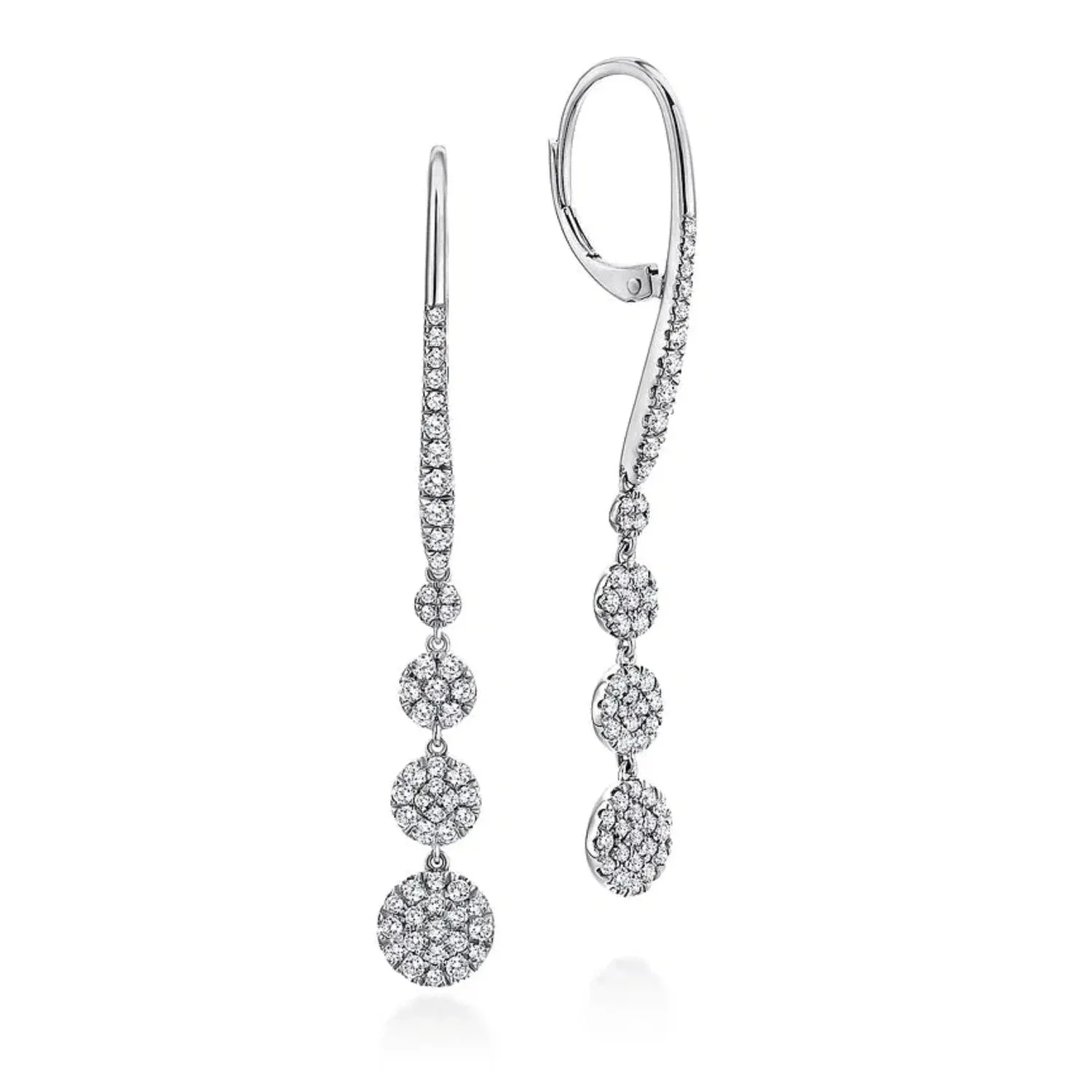 Gabriel & Co. Graduating Circle Pave Diamond Drop Earrings