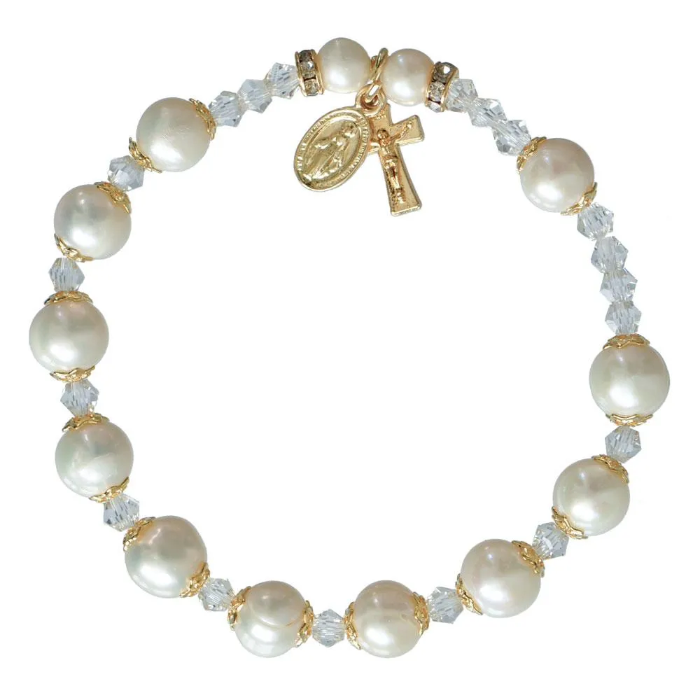 Genuine Pearl Rosary Bracelet 8mm