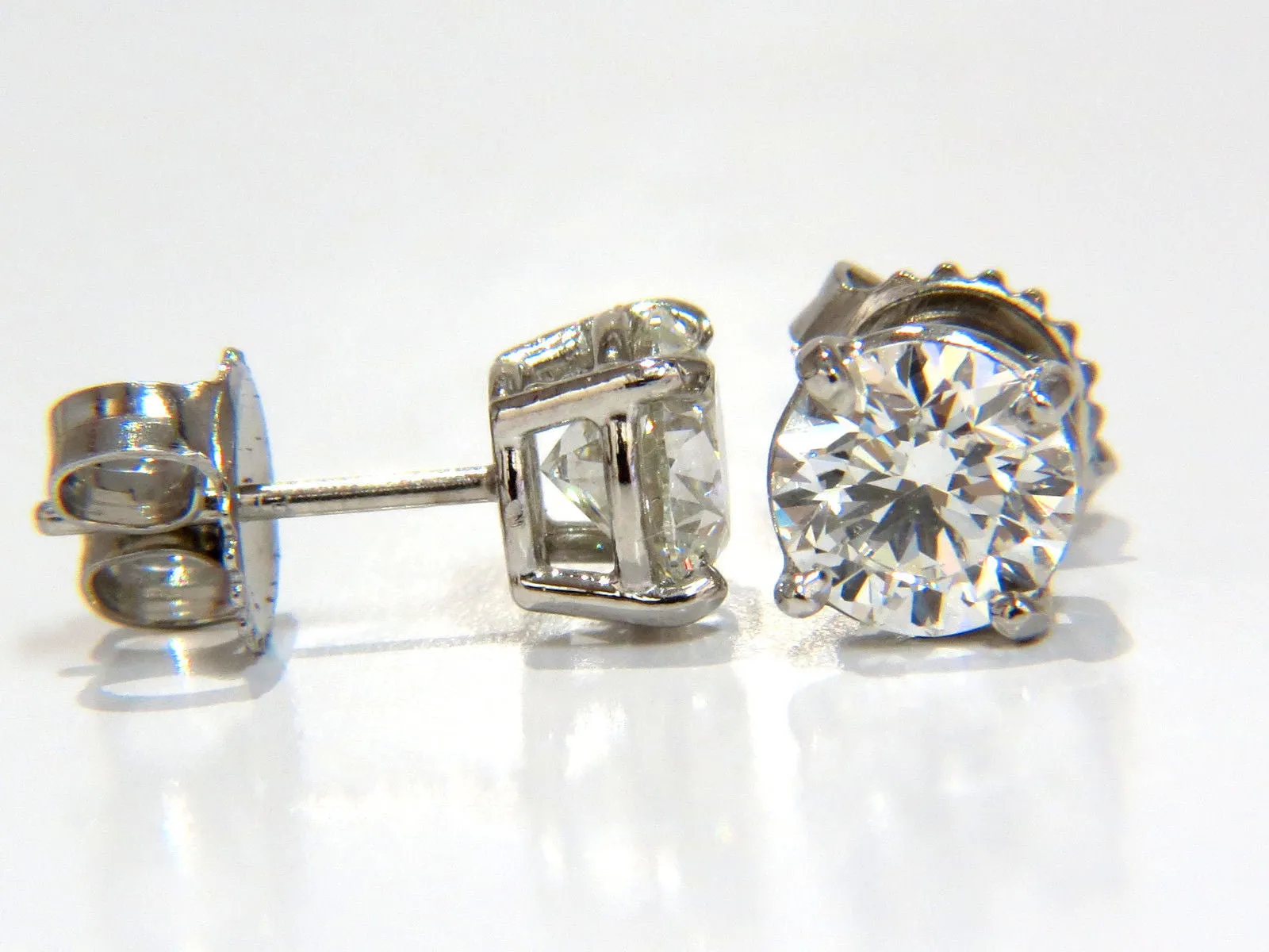 GIA 1.80CT NATURAL ROUND BRILLIANT DIAMOND STUD EARRINGS PLATINUM IDEAL