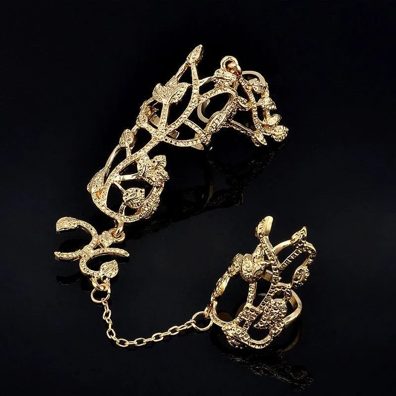 Glam Punk Double Full Finger Knuckle Ring