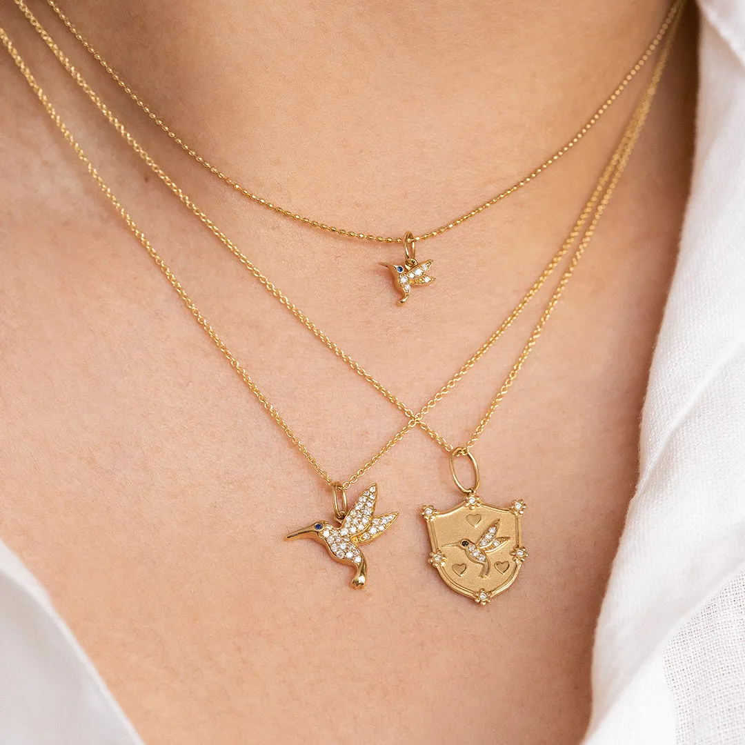 Gold & Diamond Tiny Hummingbird Charm
