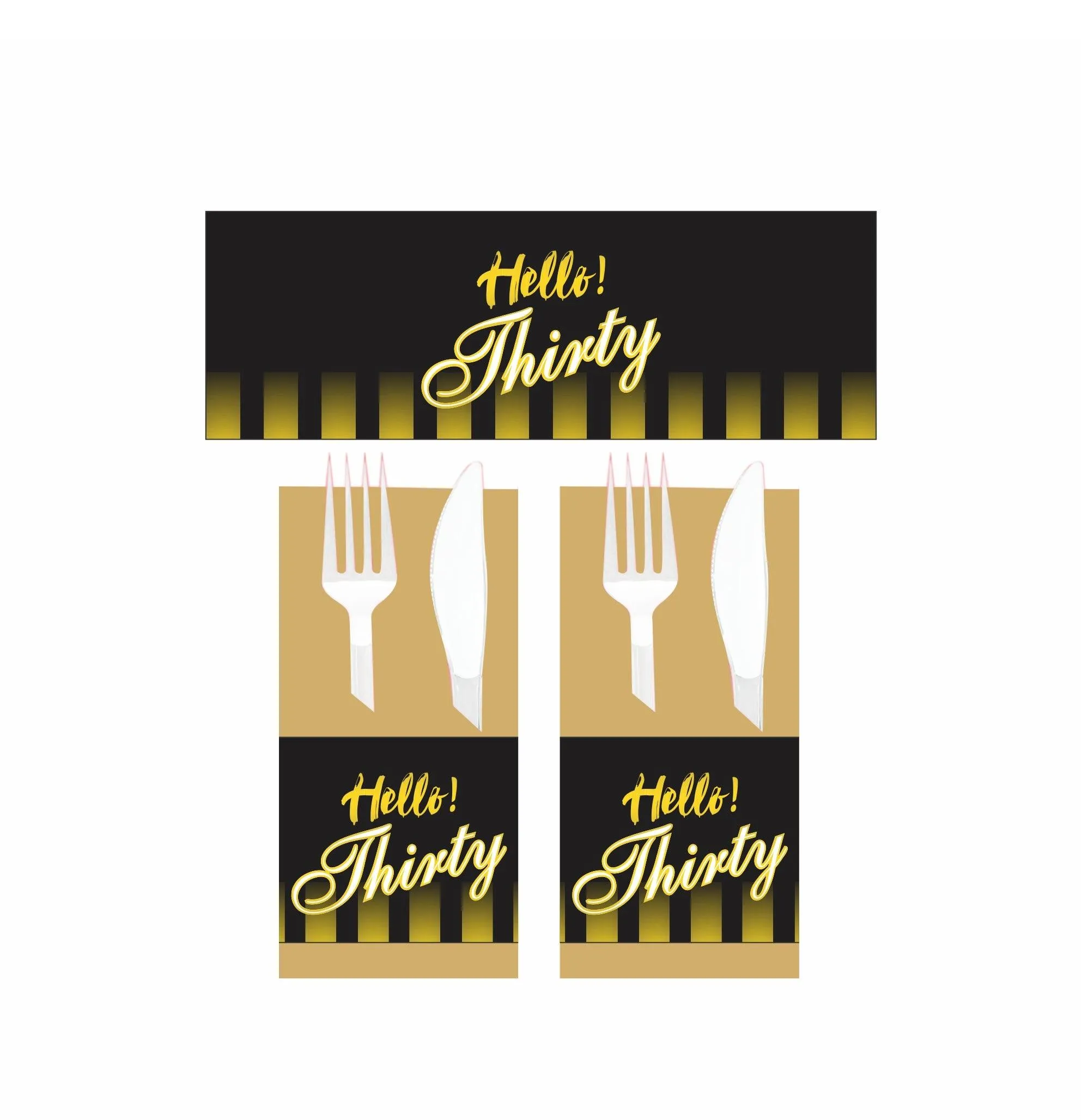 Gold and Black 30th Birthday Theme Napkin Rings