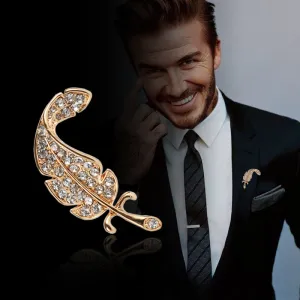 Gold and Silver Feather Diamond-Inlaid Brooch 4 Pack
