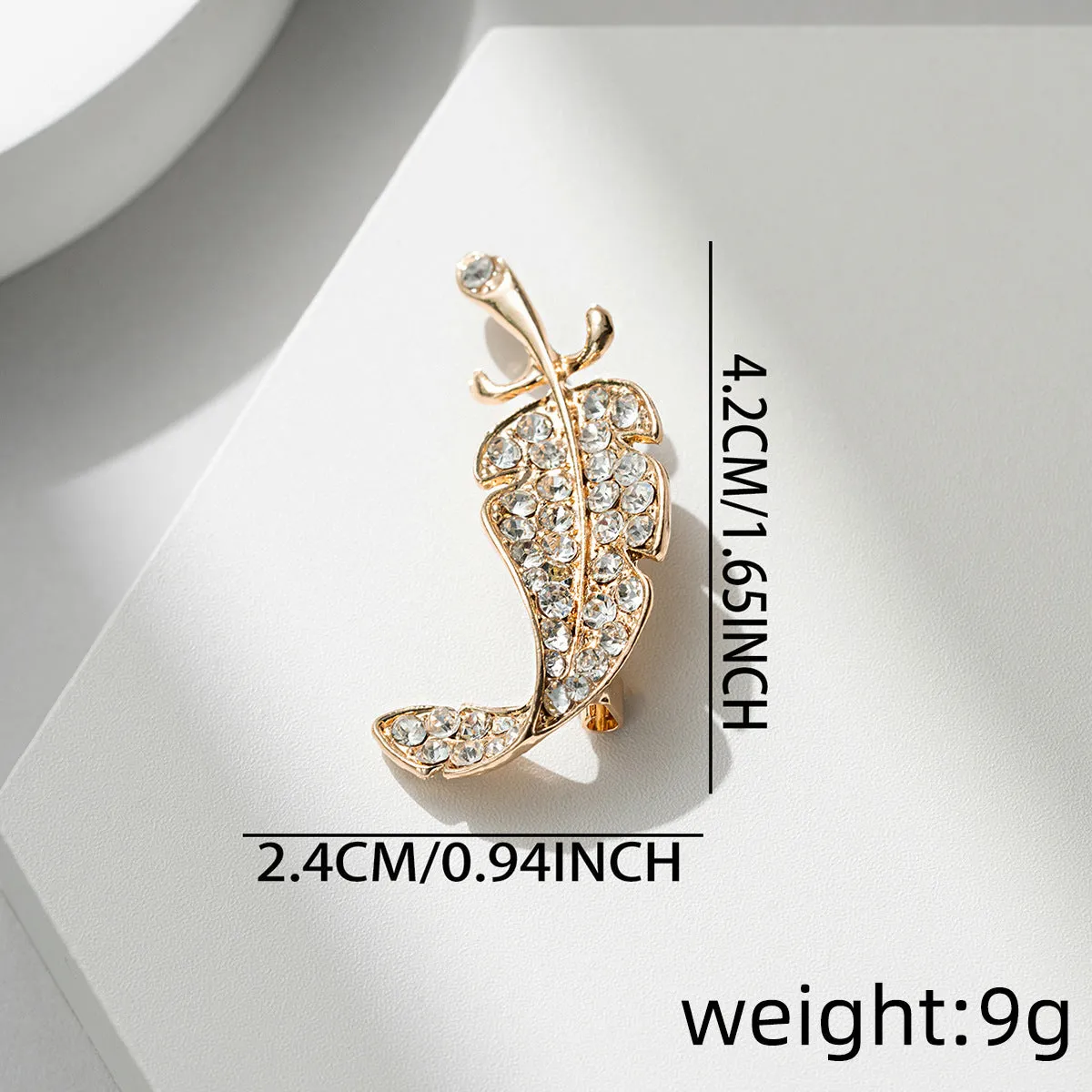Gold and Silver Feather Diamond-Inlaid Brooch 4 Pack