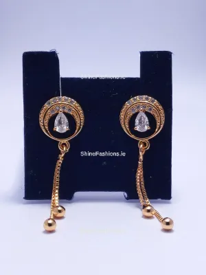 Gold Diamond Encrusted Drop Earrings