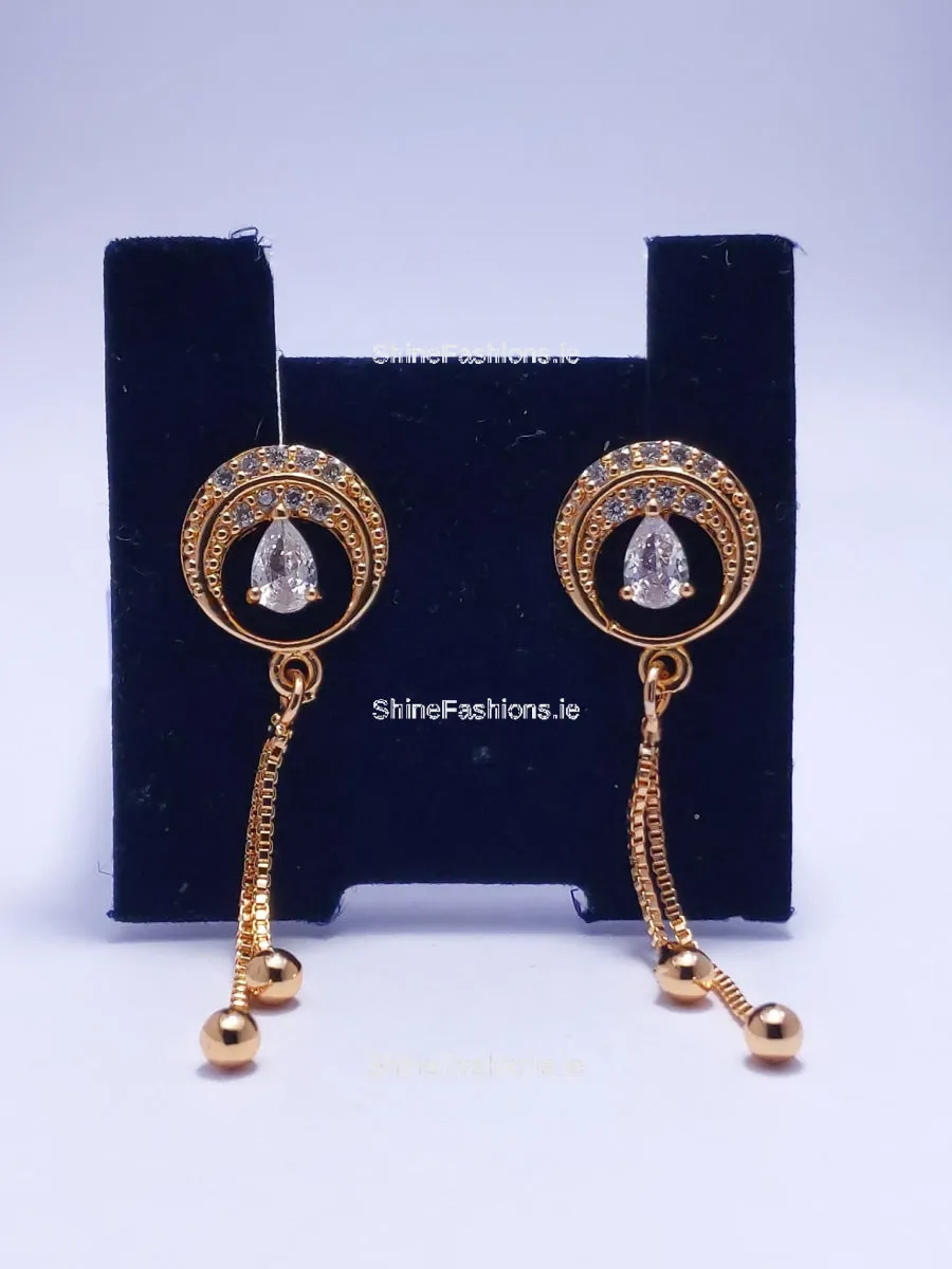 Gold Diamond Encrusted Drop Earrings