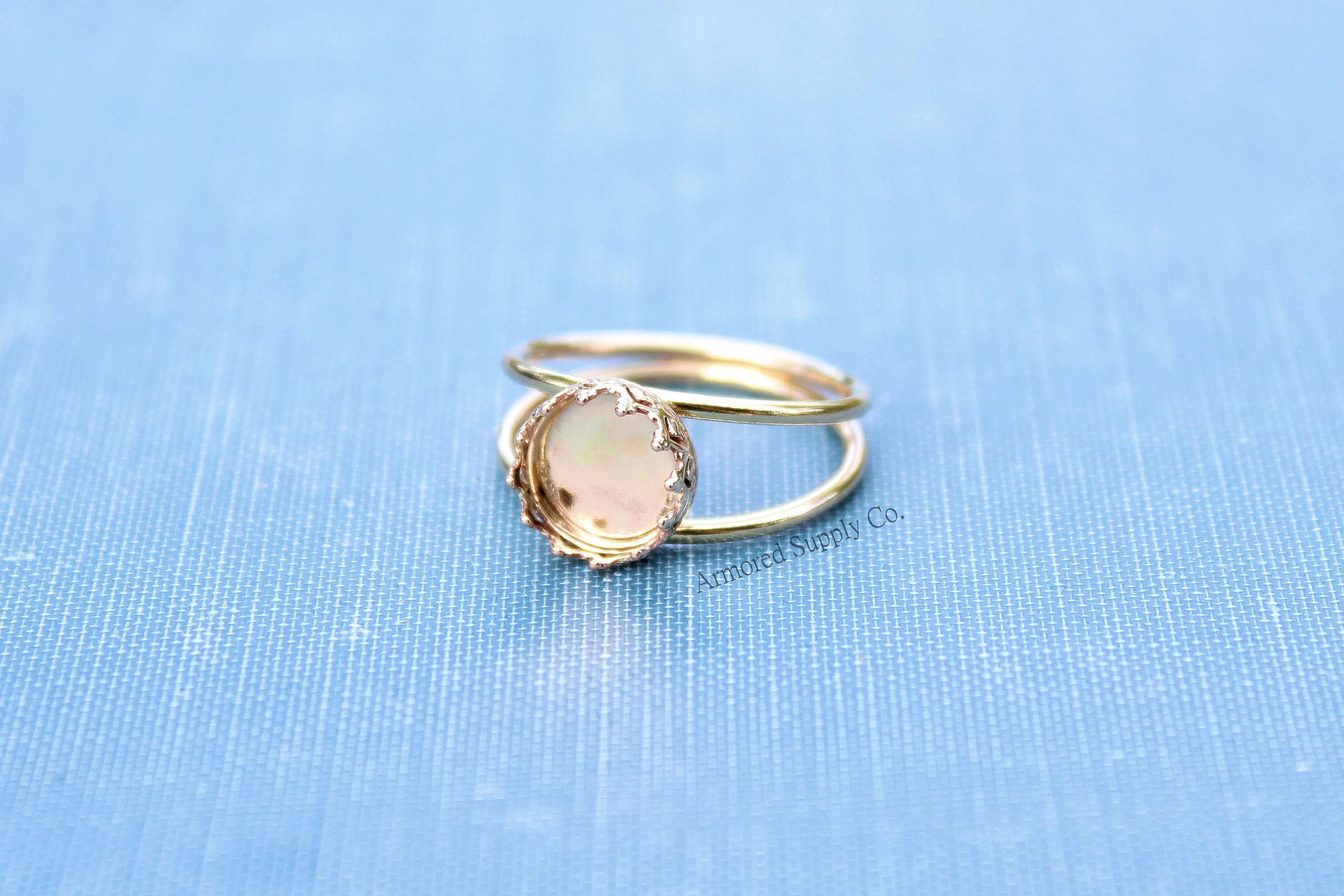 Gold Double Band 10mm Crown Bezel Ring blank