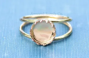 Gold Double Band 10mm Crown Bezel Ring blank