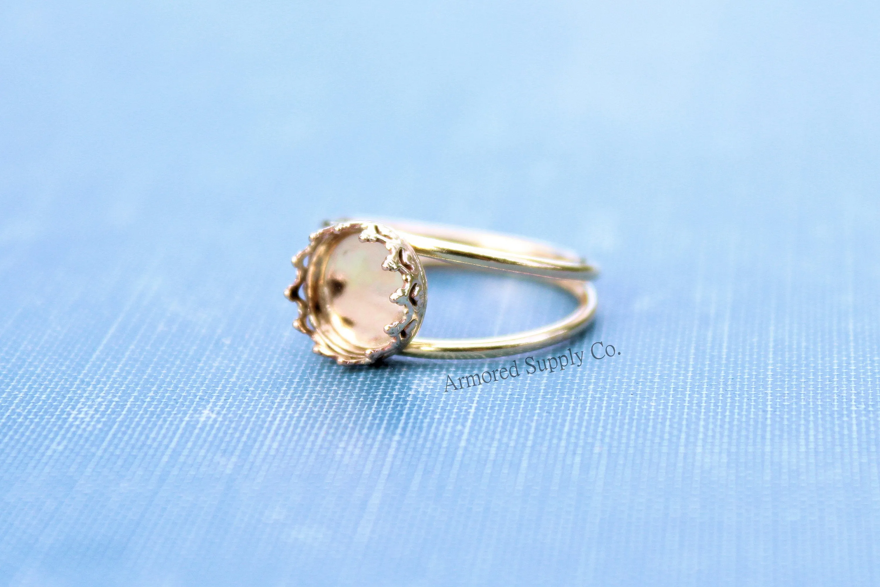 Gold Double Band 10mm Crown Bezel Ring blank