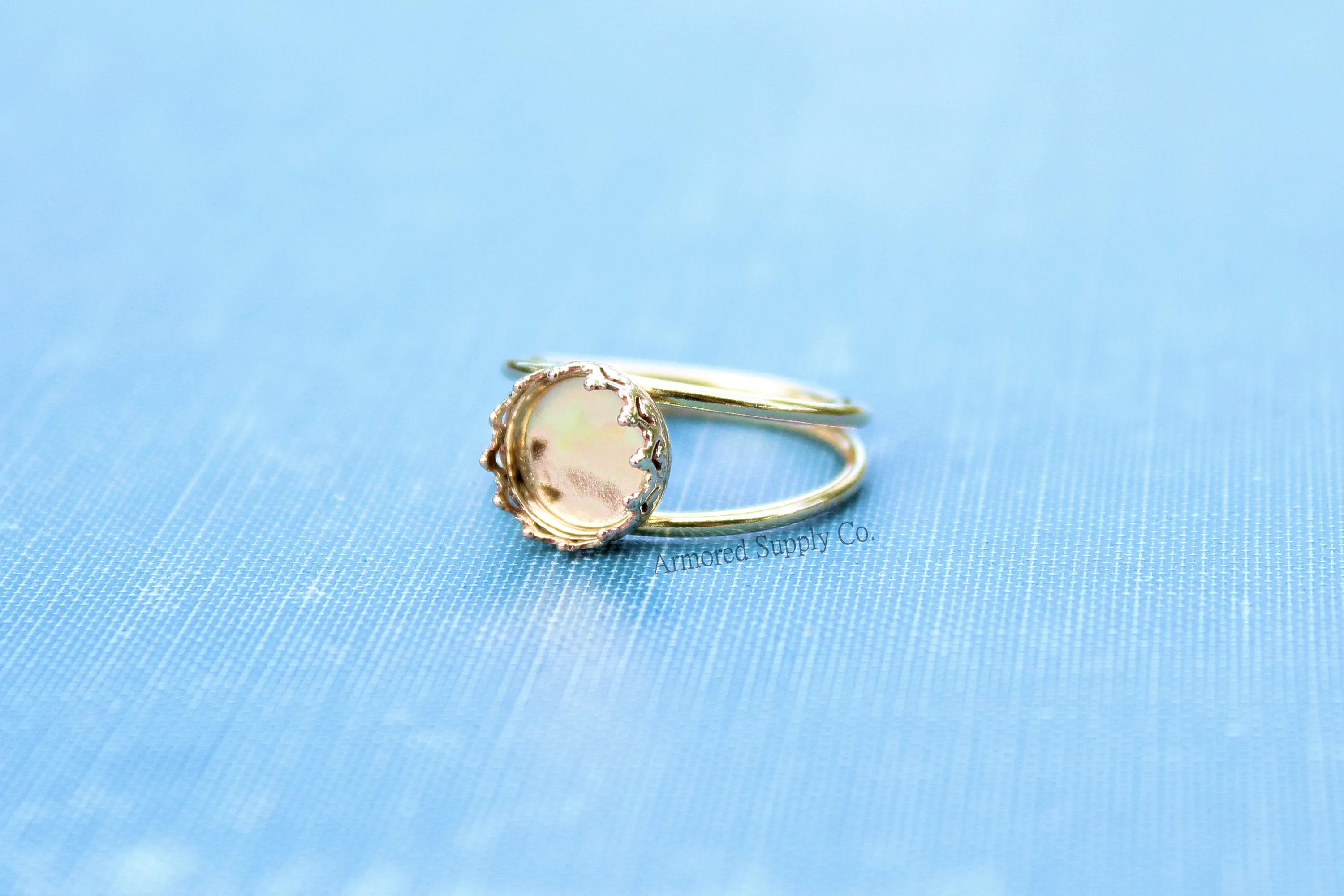 Gold Double Band 10mm Crown Bezel Ring blank