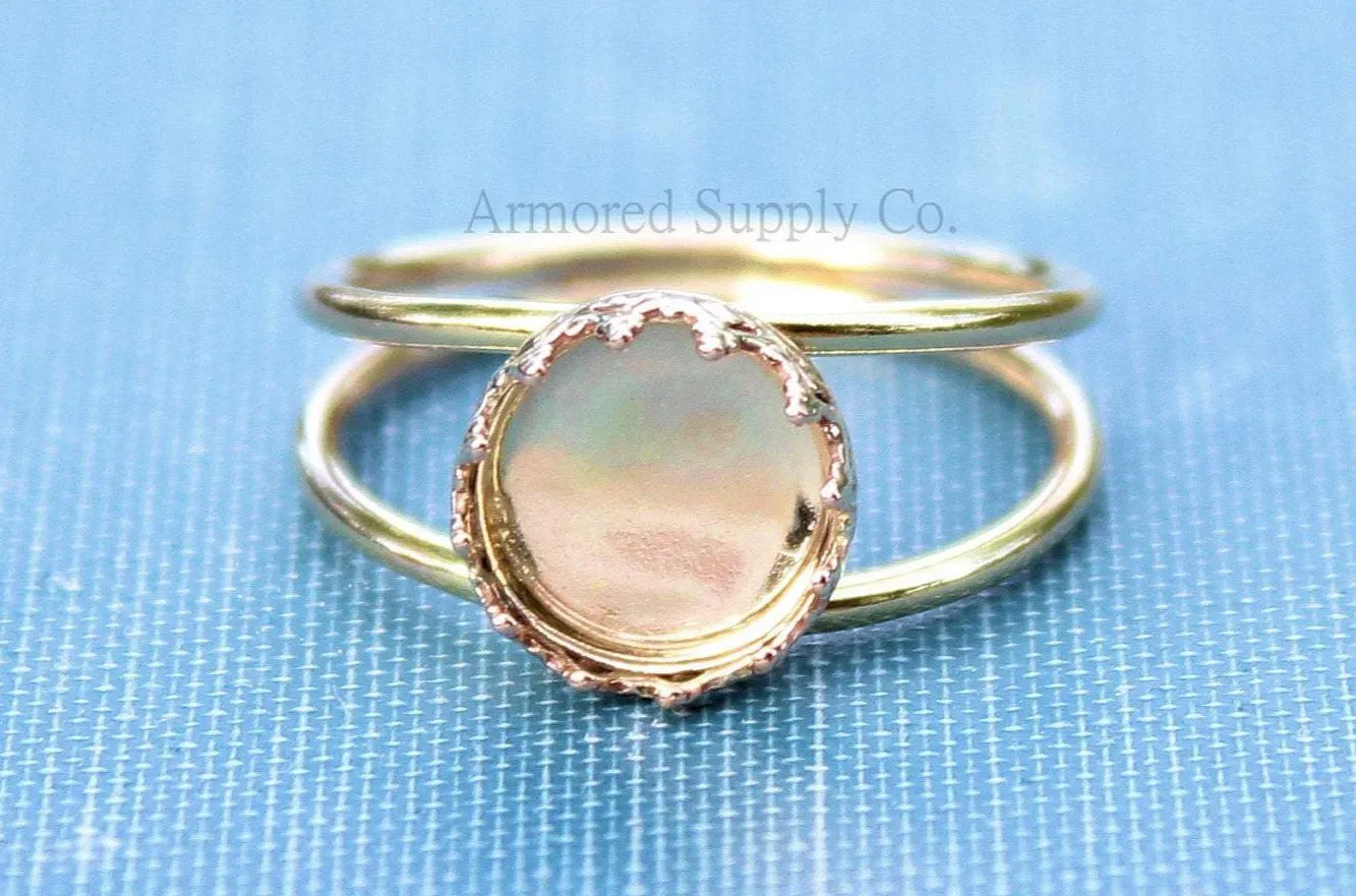 Gold Double Band 10mm Crown Bezel Ring blank