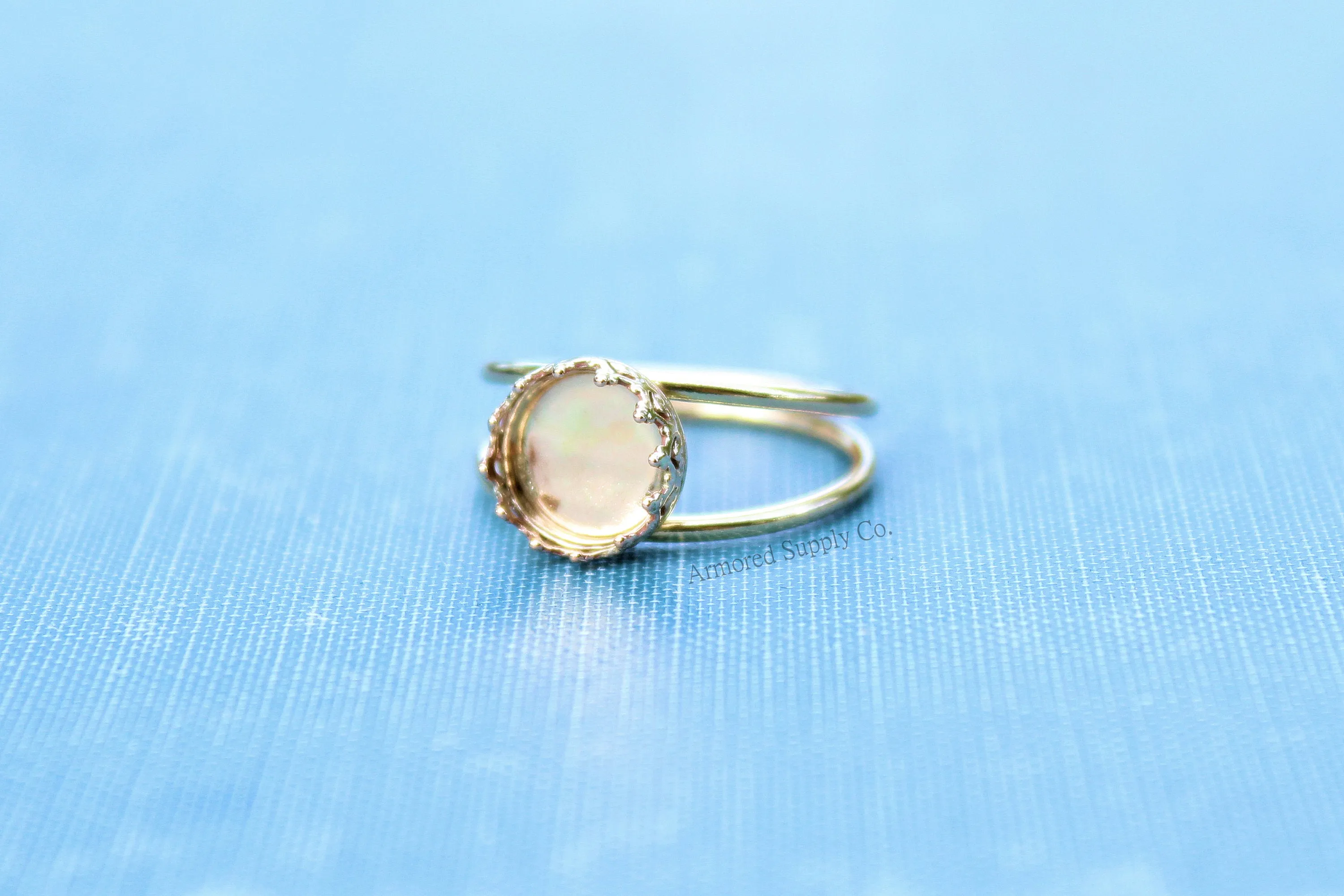 Gold Double Band 10mm Crown Bezel Ring blank
