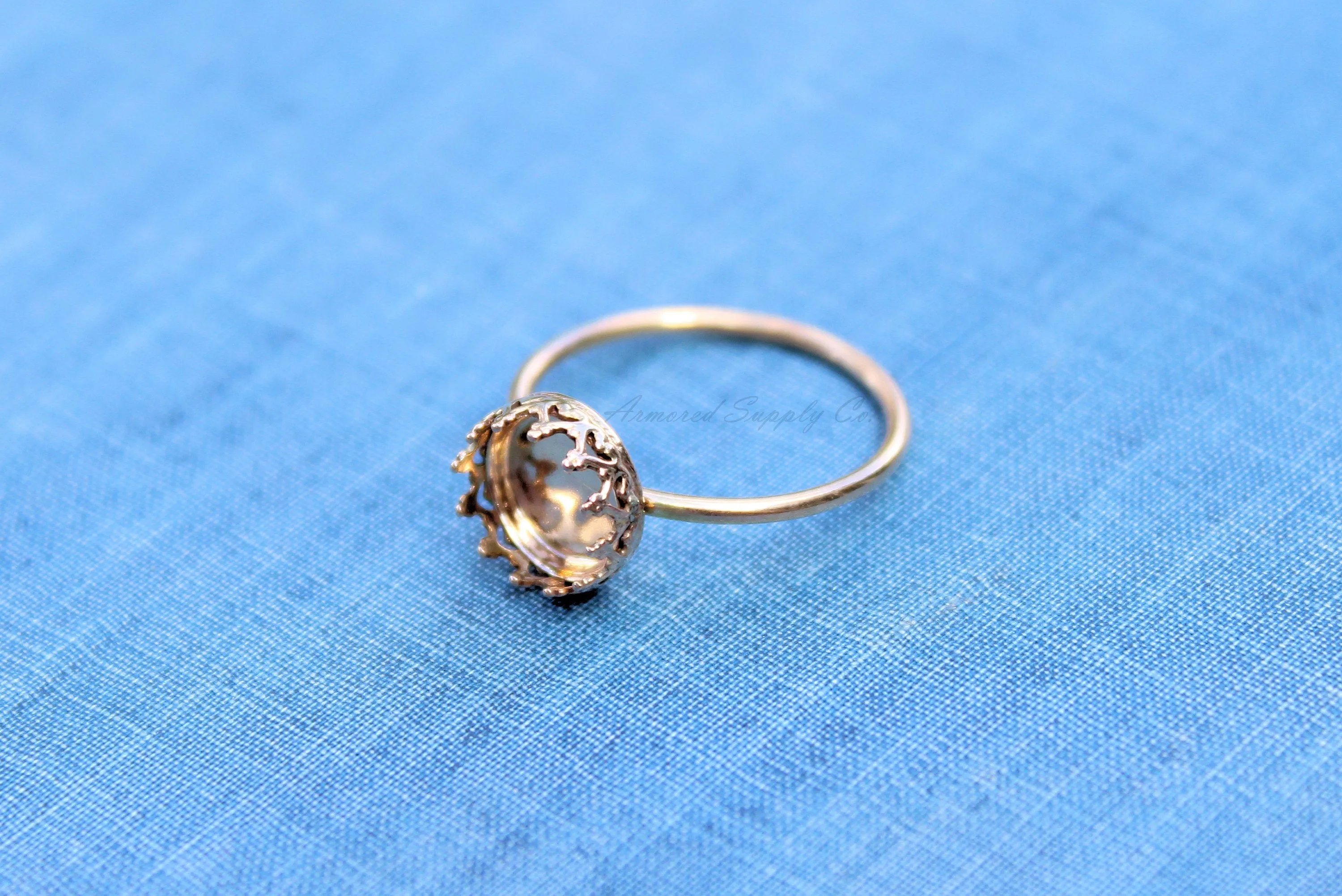 Gold Filled 10mm Crown Bezel Cup Ring blank