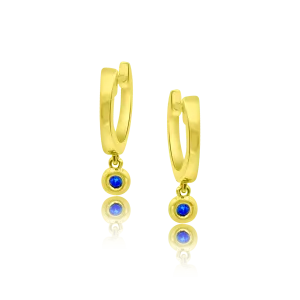 Gold Huggie with Sapphire Drop