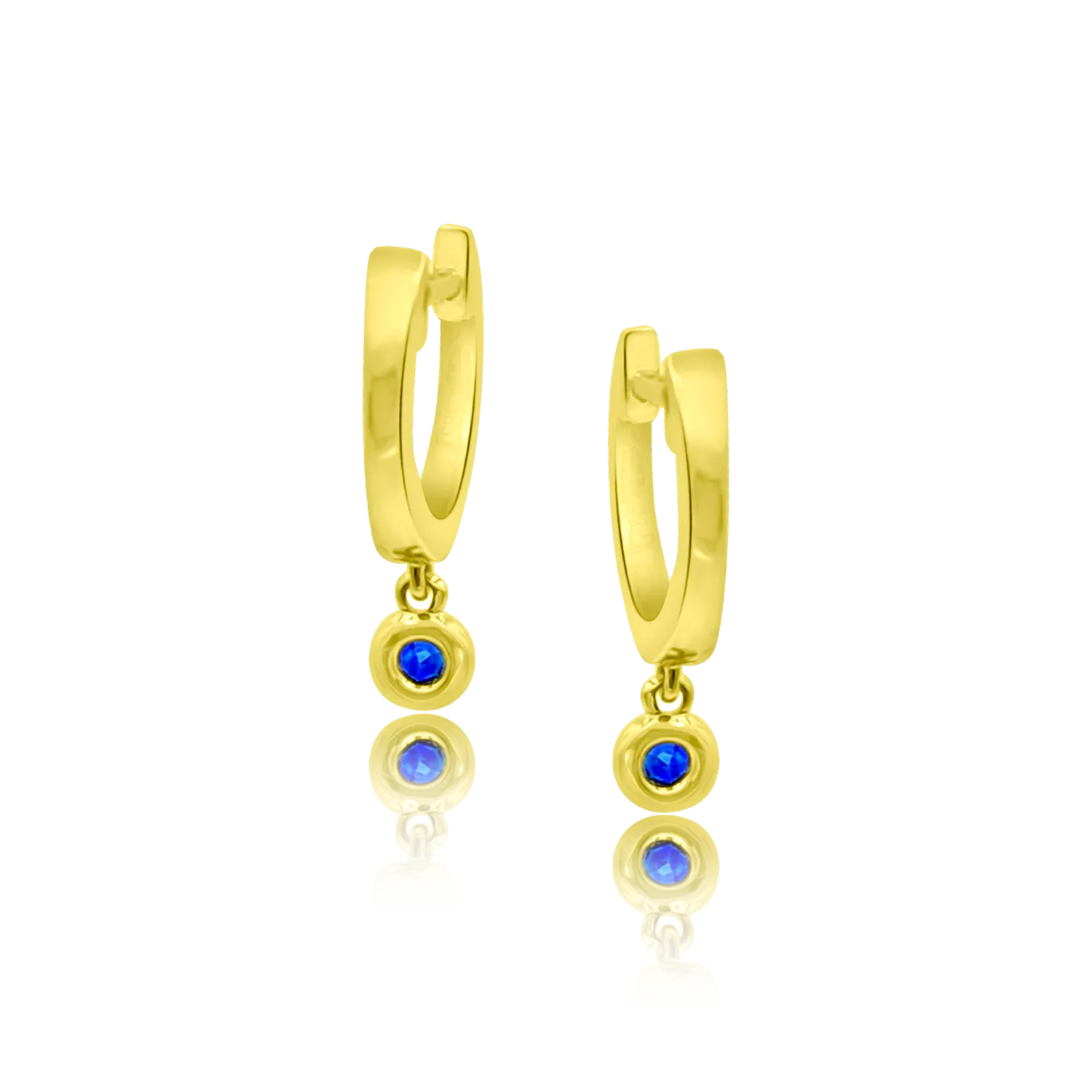 Gold Huggie with Sapphire Drop