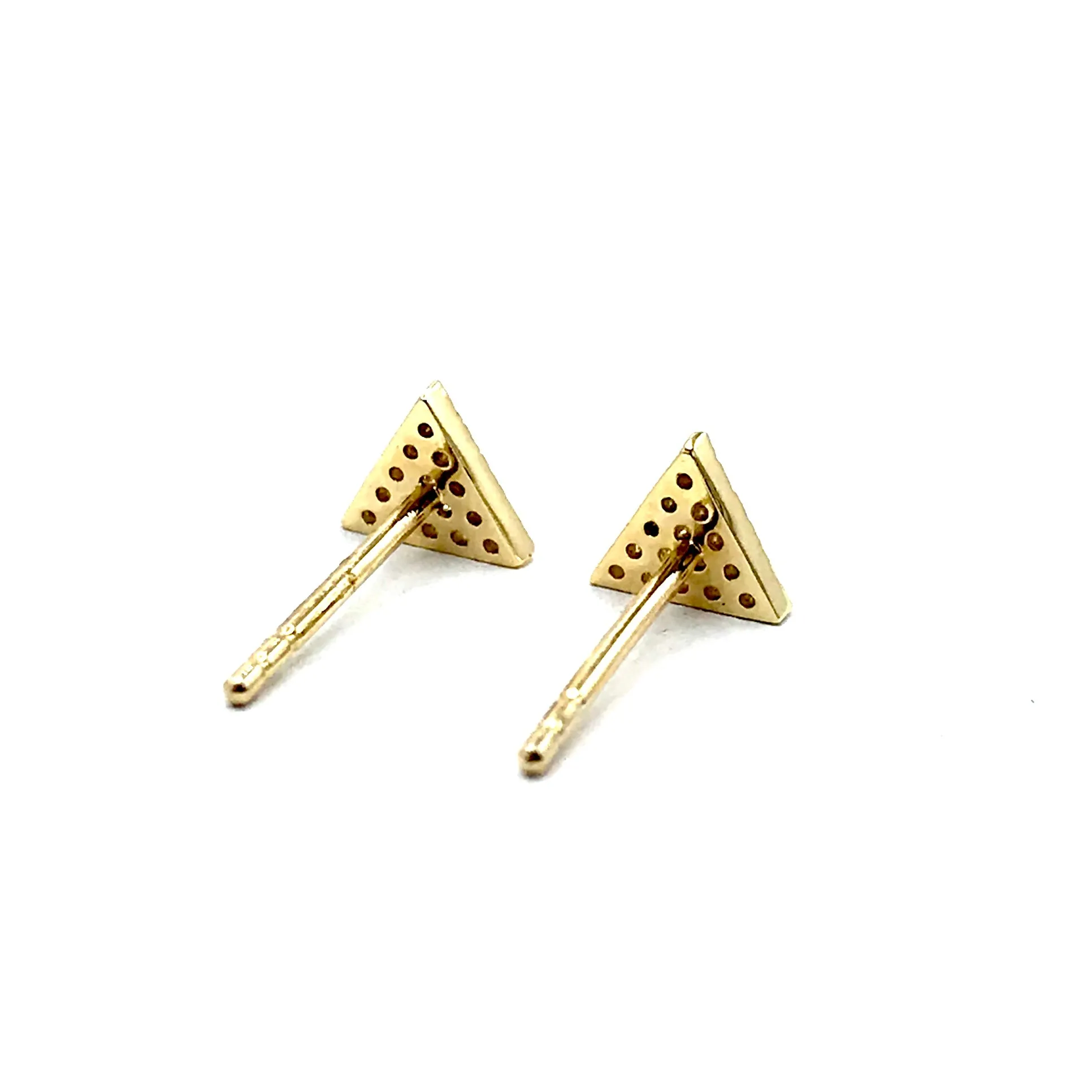 Gold Pave Diamond Triangle Studs