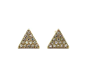 Gold Pave Diamond Triangle Studs