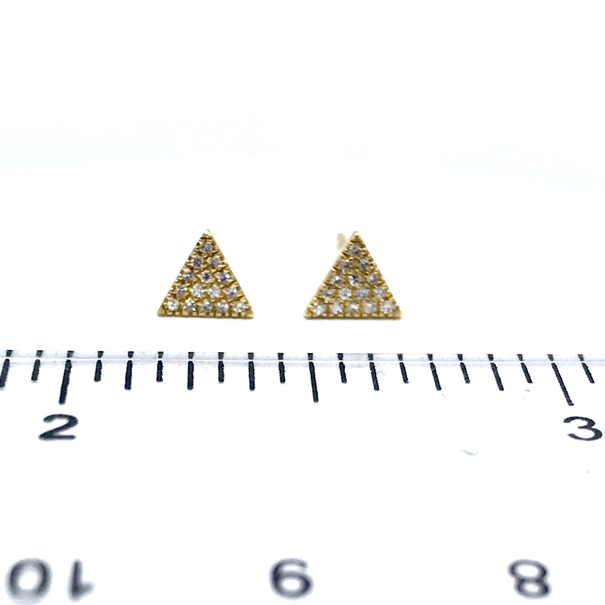 Gold Pave Diamond Triangle Studs