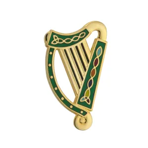 Gold Plated Harp Design Tara Brooch