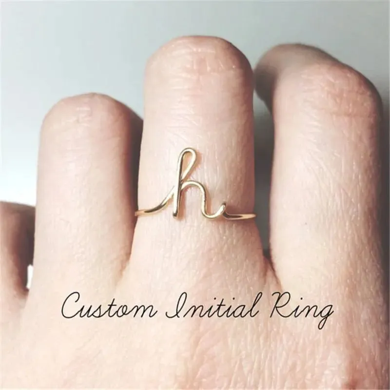 Gold Silver A-Z Initial Rings - Unisex