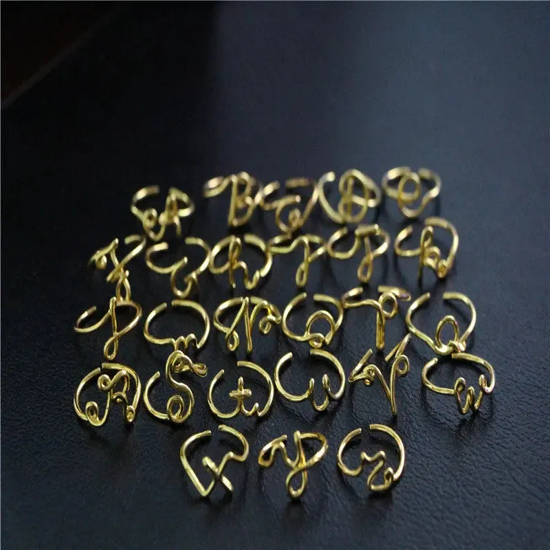 Gold Silver A-Z Initial Rings - Unisex