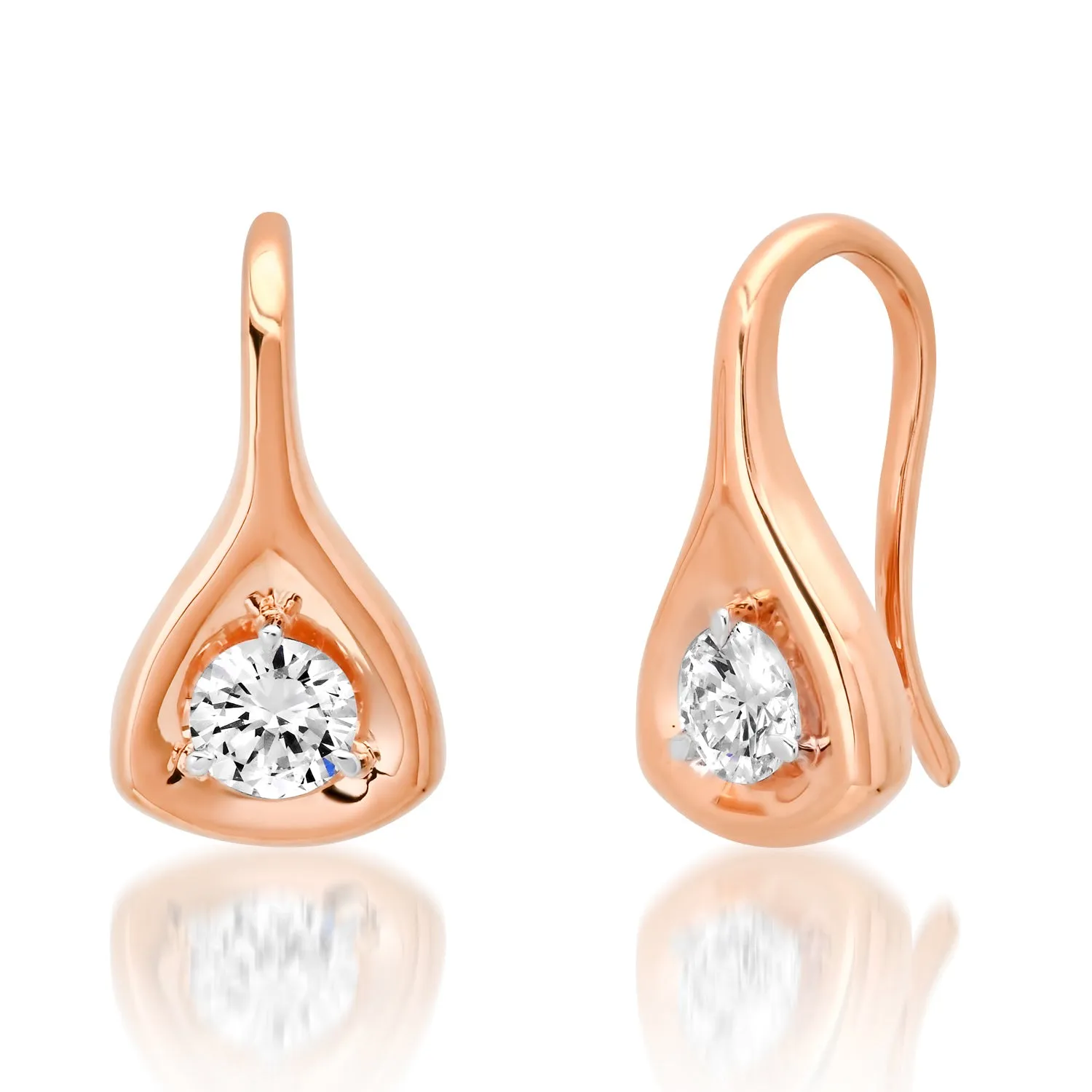 Gold Trillion Drop Earrings with Round Diamonds