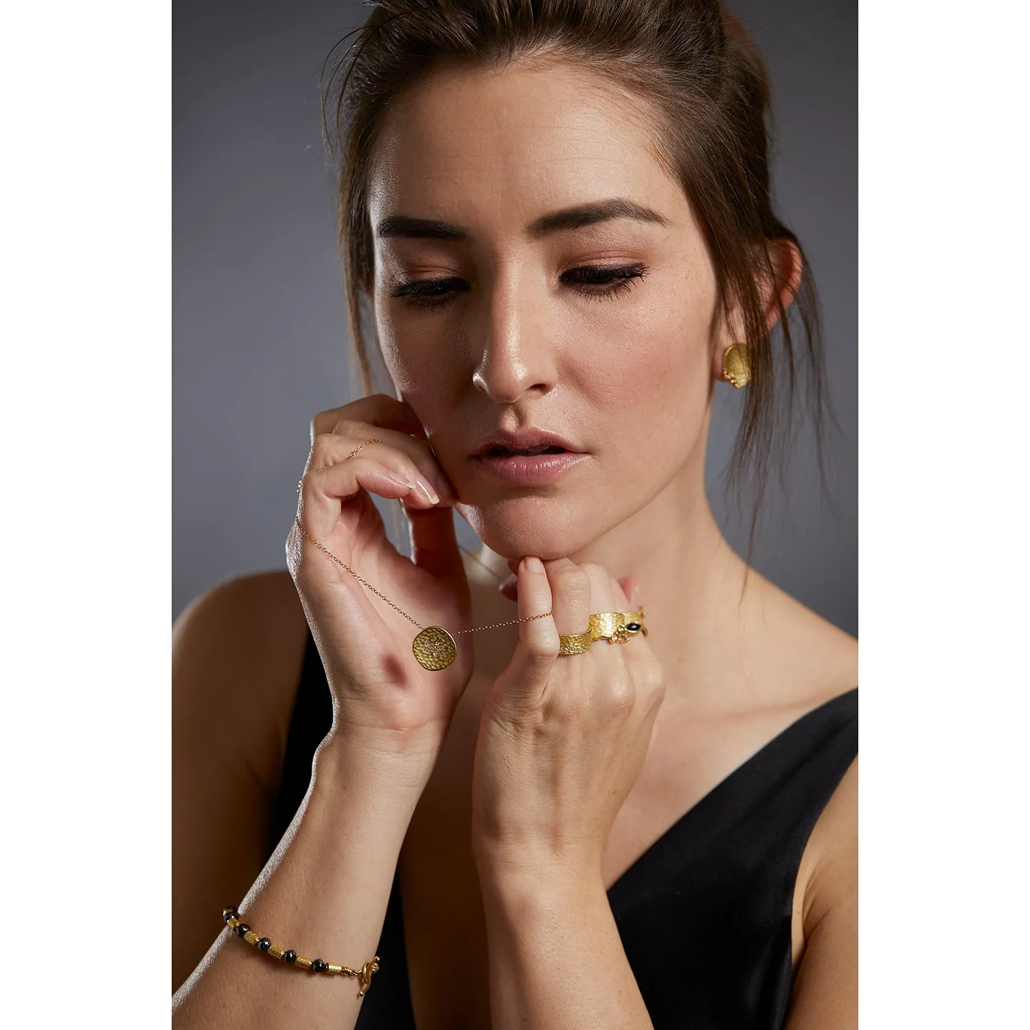Golden Barrel & Black Diamond Bracelet