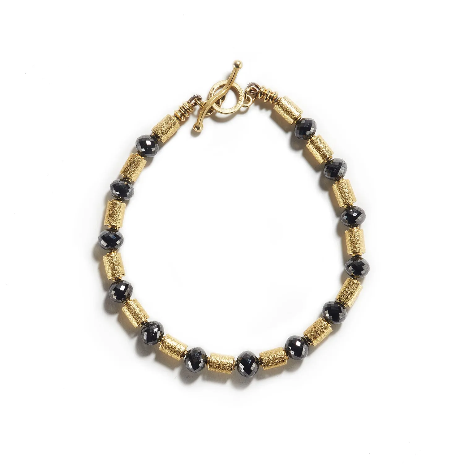 Golden Barrel & Black Diamond Bracelet