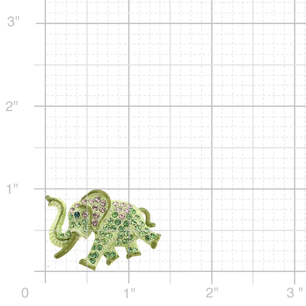 Green Elephant Swarovski Crystal Pin Brooch