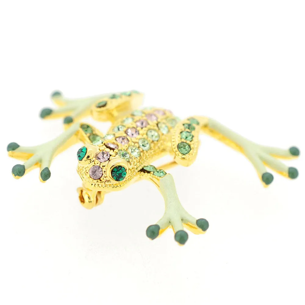 Green Frog Swarovski Crystal Pin Brooch