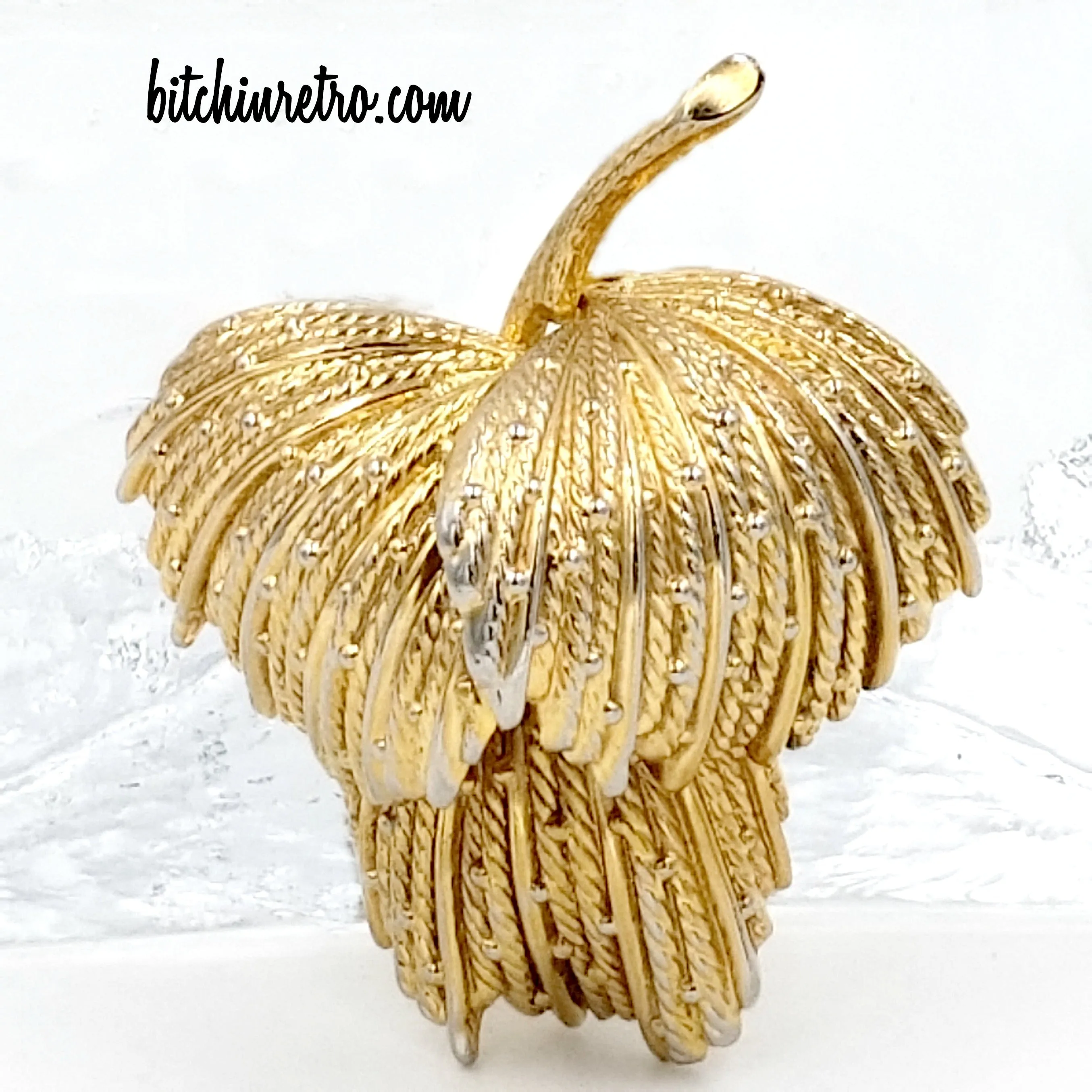 Grosse 1968 Vintage Brooch From Germany in Textured Leaf Design