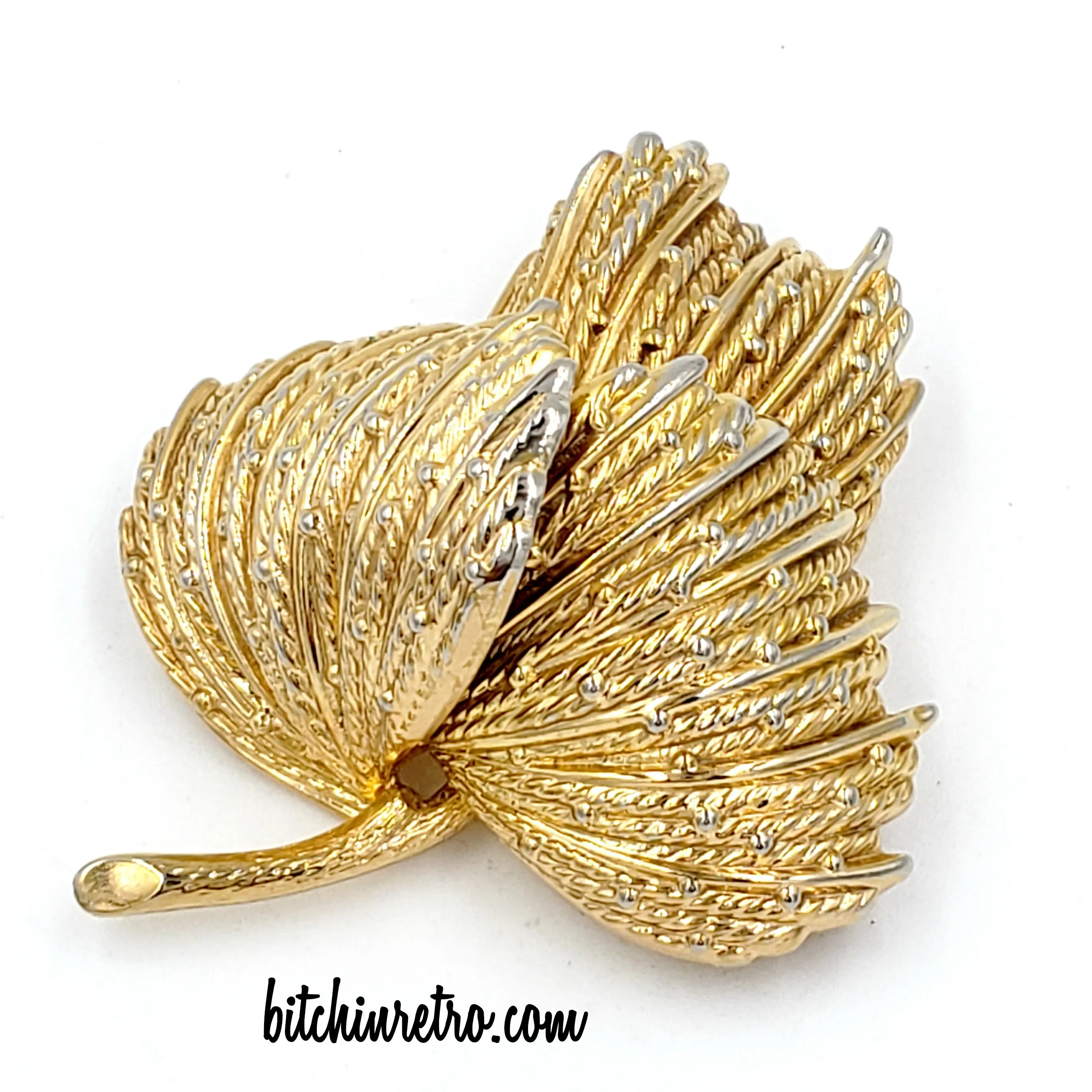 Grosse 1968 Vintage Brooch From Germany in Textured Leaf Design